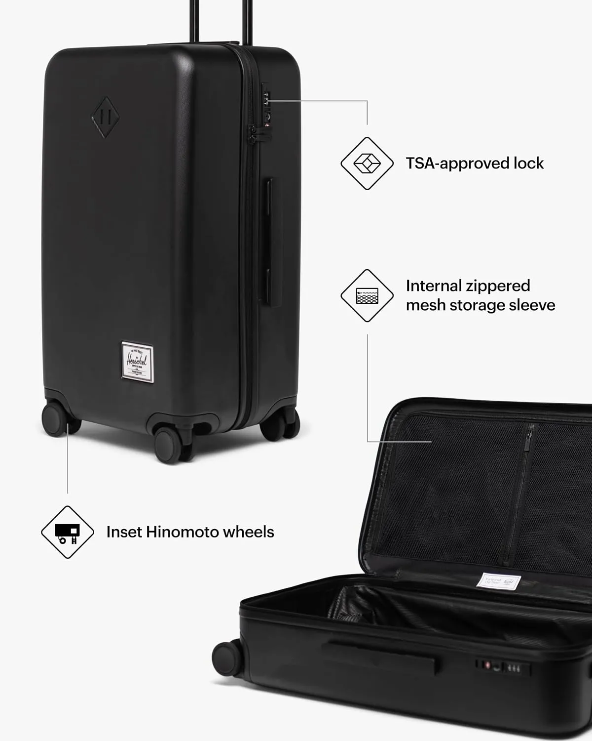 Herschel Supply Heritage Hardshell Medium EXP koffer Zwart