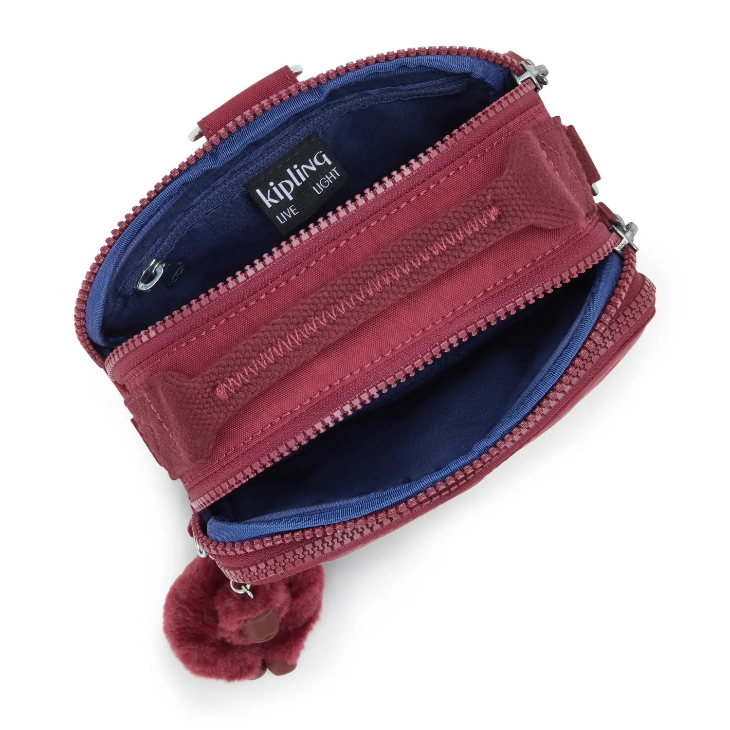 Kipling Cahir crossbody klein Lounge Wine met ritsvakken
