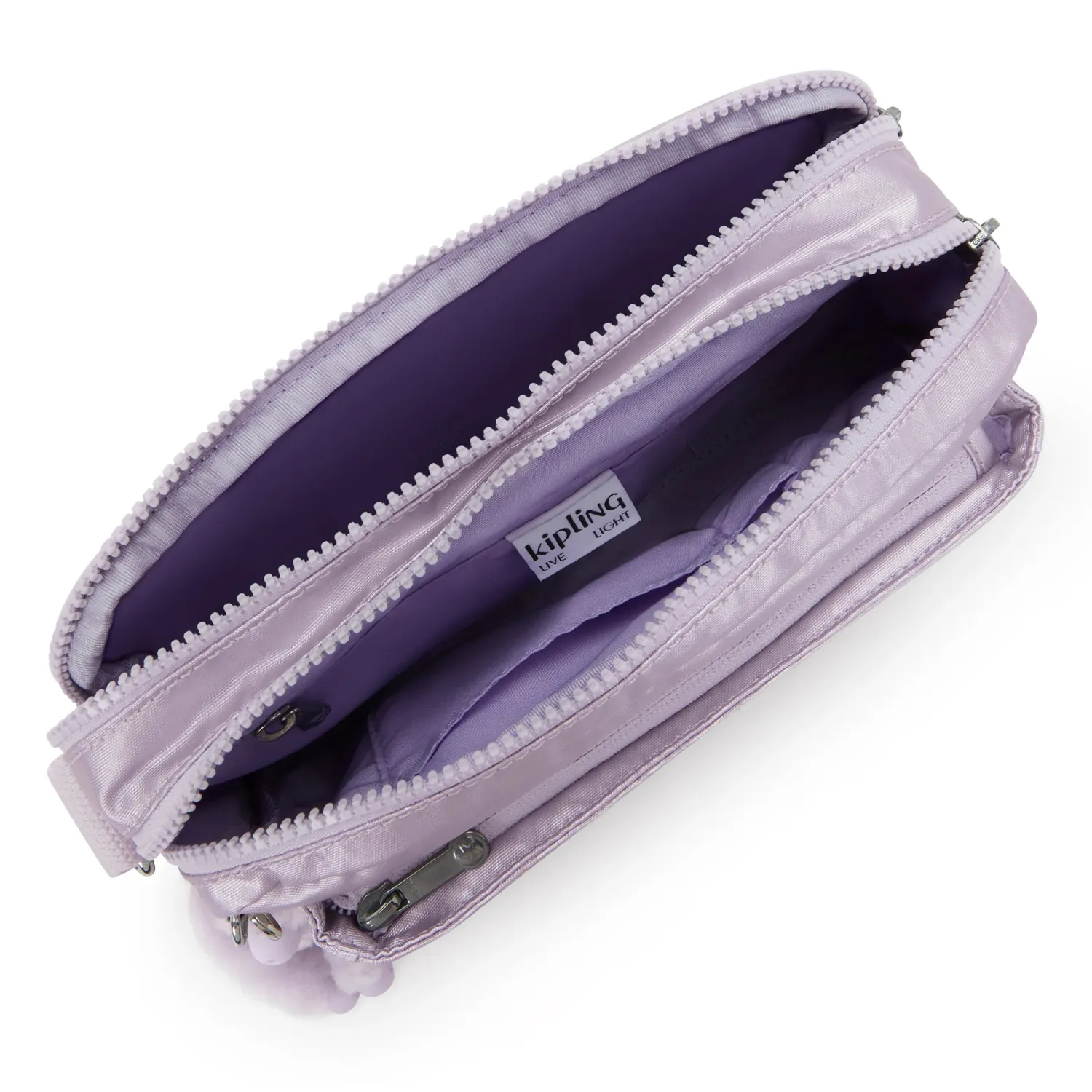 Kipling Abanu M Crossbody Tas Lilac Moon Metallic Medium Glans