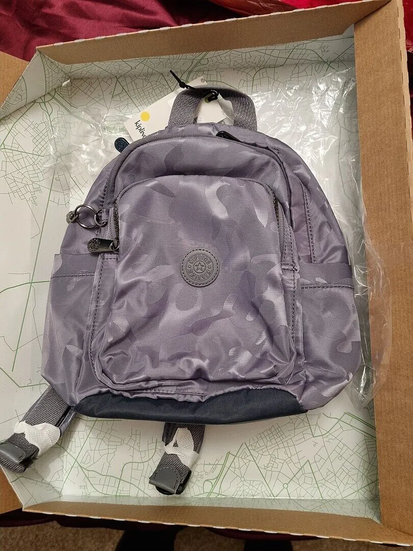 Kipling Delia Mini rugzak Navy Sign Jacquard klein vakken