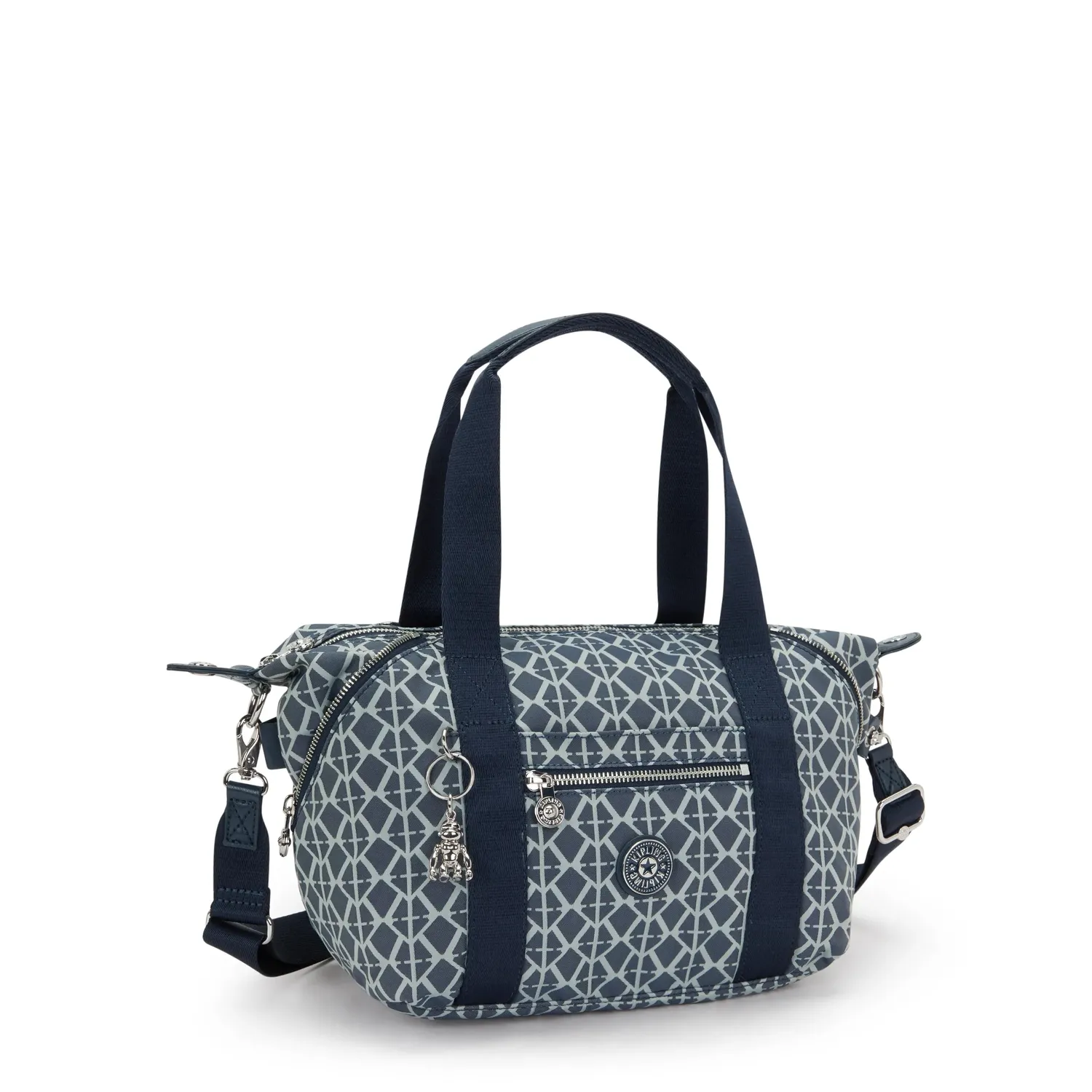 Kipling Art Mini schoudertas Navy Sign Jacquard klein ritsvak