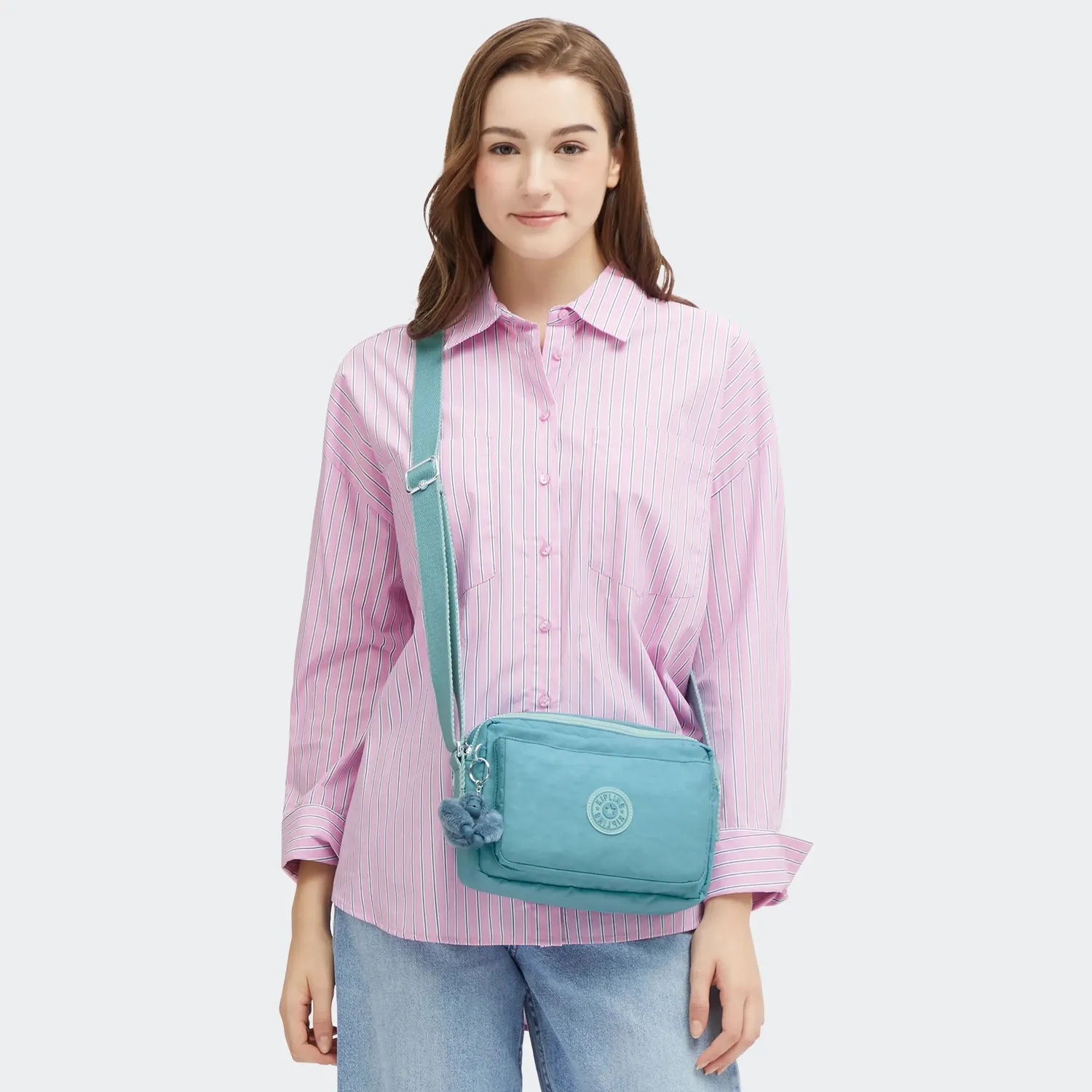 Kipling Abanu M crossbody tas Blue Cool – 2 vakken