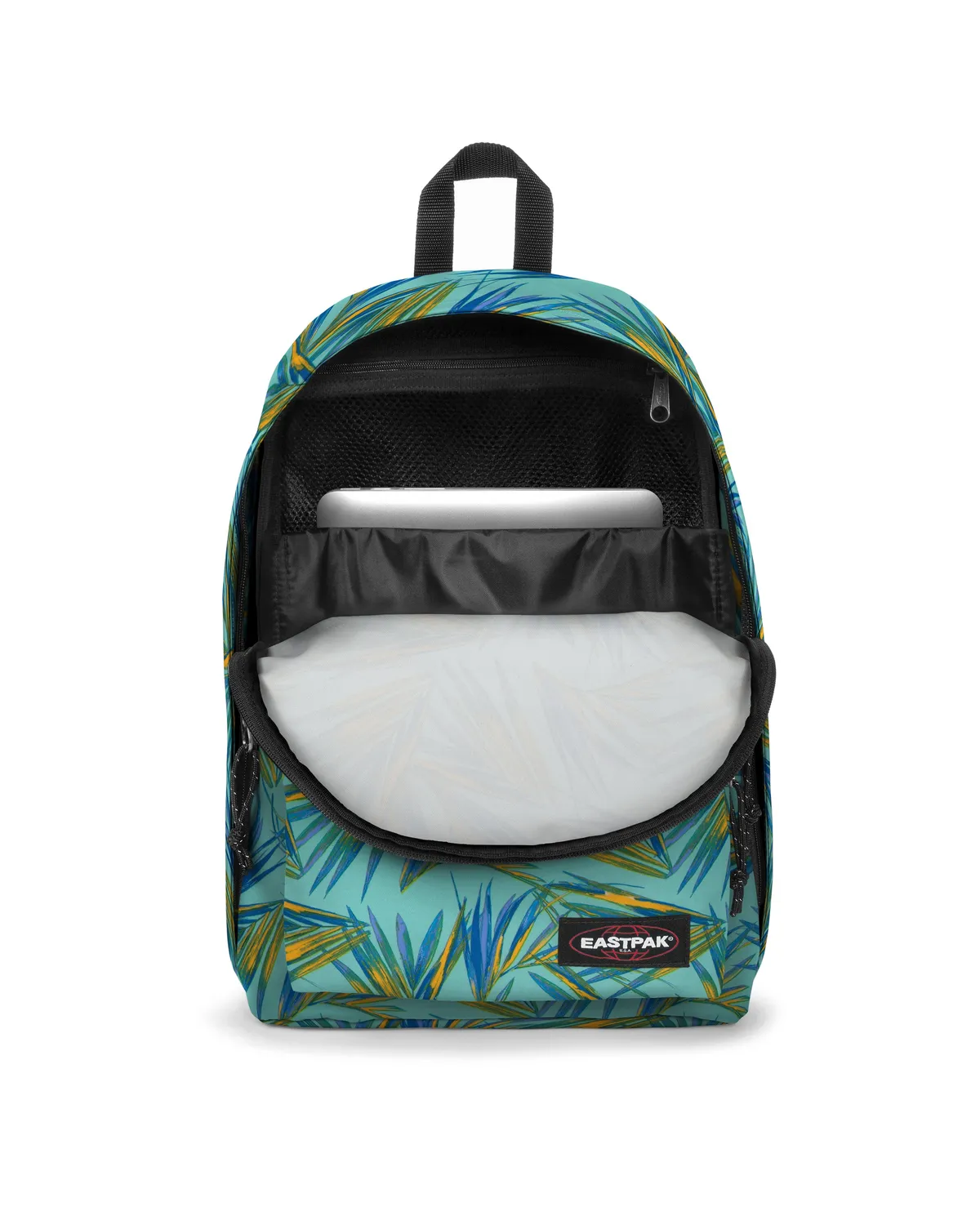 Eastpak Out Of Office rugzak Brize Palm Aqua medium palmprint