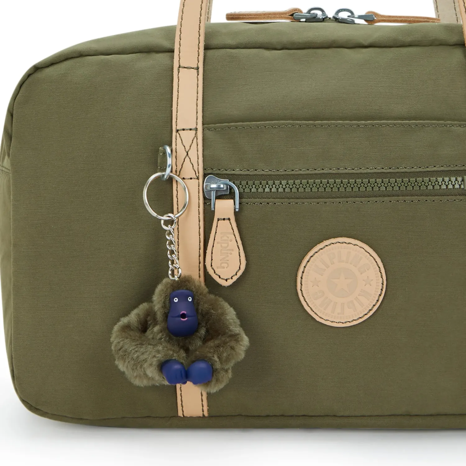Kipling Naira schoudertas Cotton Khaki Klein handig ingedeeld