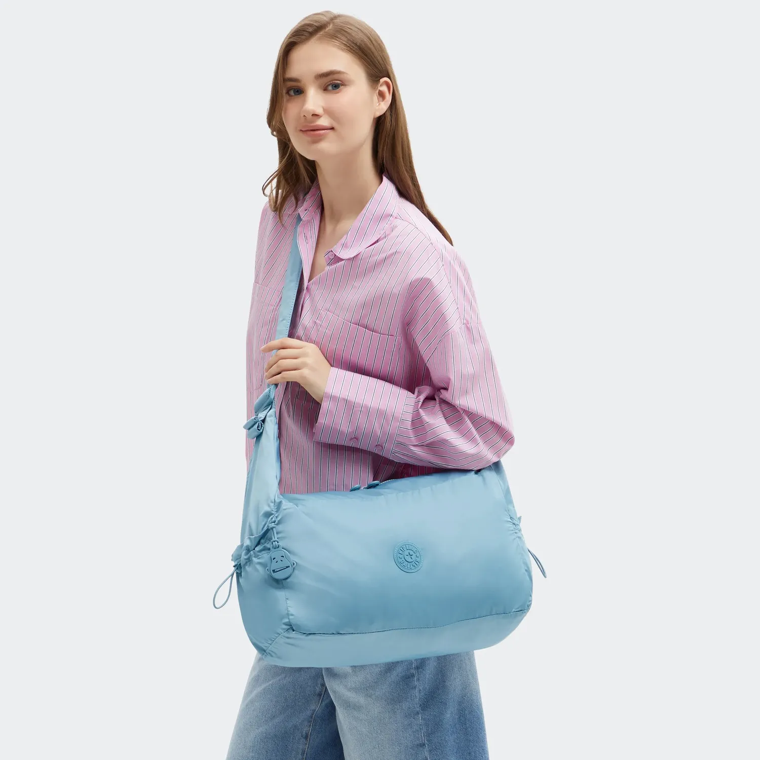 Kipling Gwyn schoudertas groot Sounds Blue verstelbaar