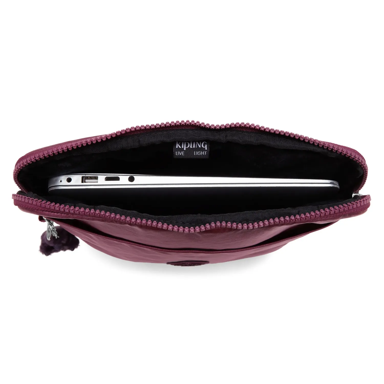 Kipling Laptop Keeper 15 laptophoes Grape Wine Metallic gewatteerd