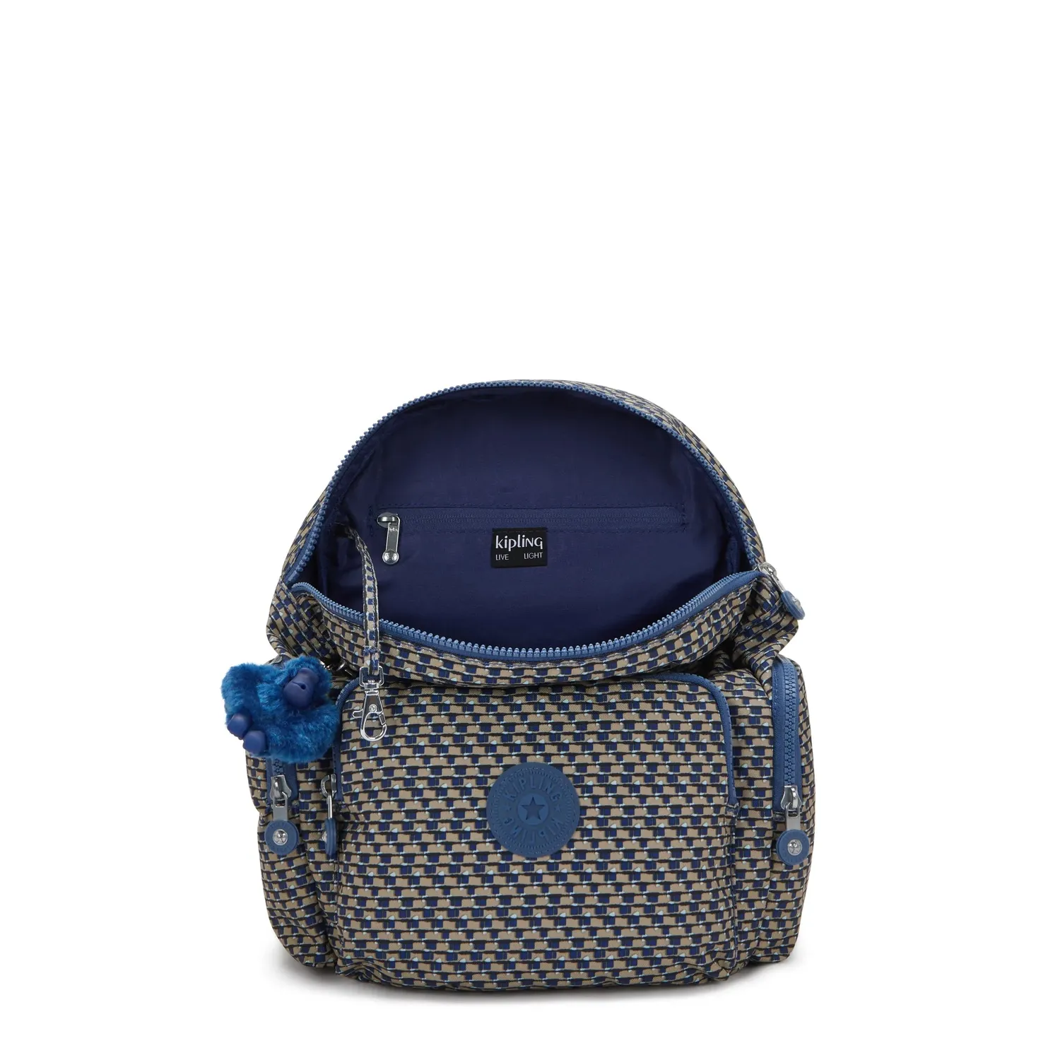 Kipling City Zip S rugzak Blue on Wire klein met ritsvakken