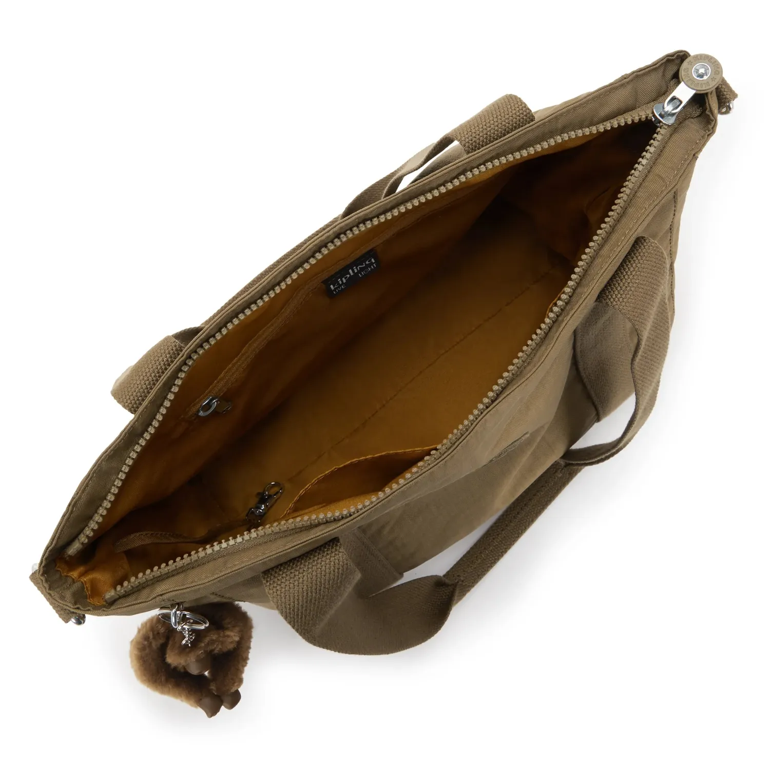 Kipling Asseni S shopper Smooth Khaki klein met schouderriem