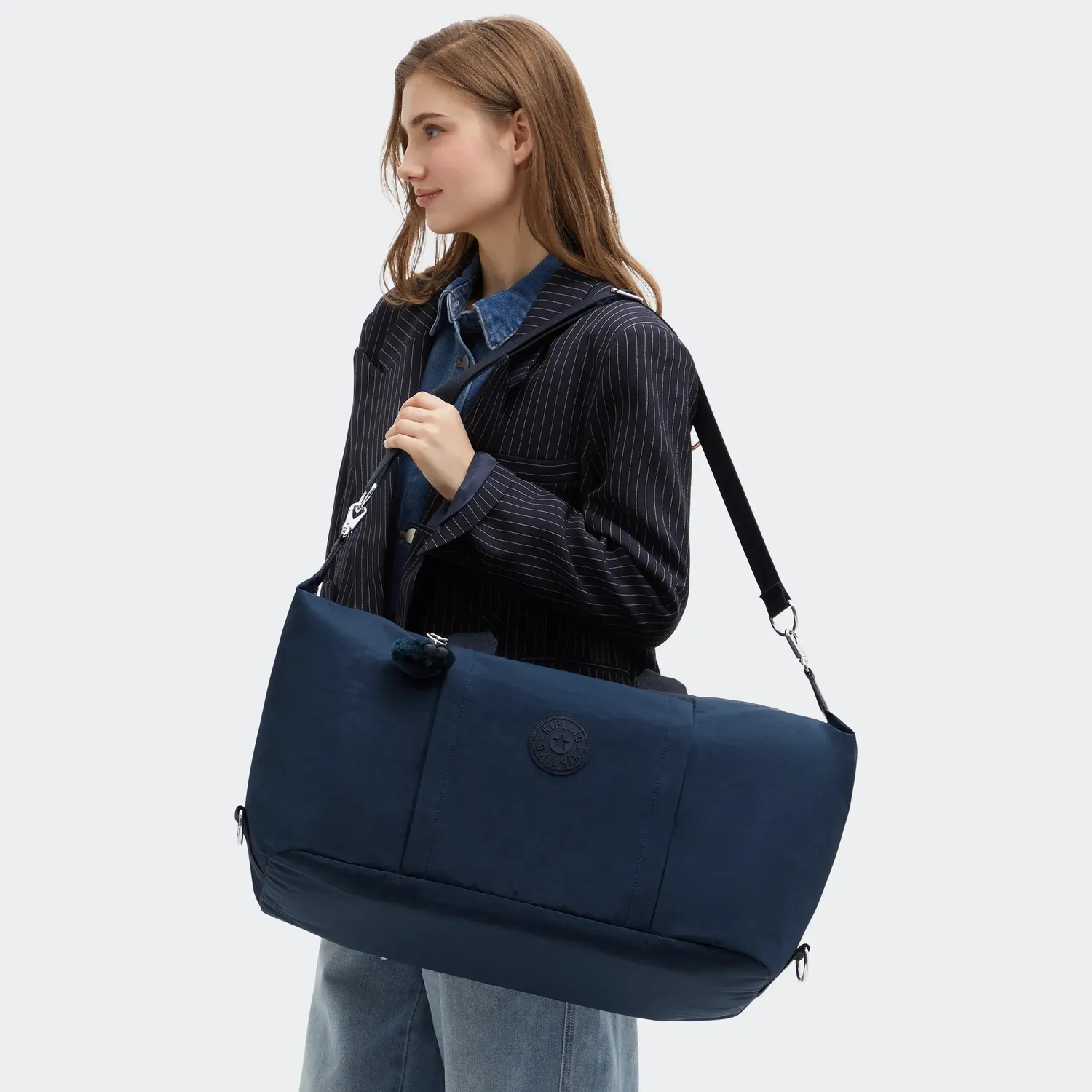 Kipling Bori weekendtas Groot Blue Bleu 2 effen blauw