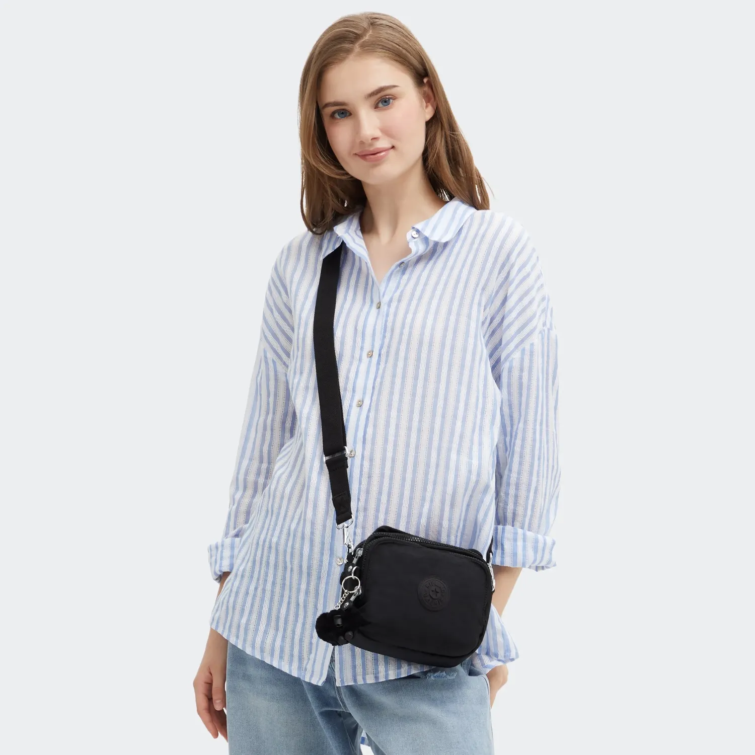 Kipling Cahir crossbody Black Noir klein met ritsvakken