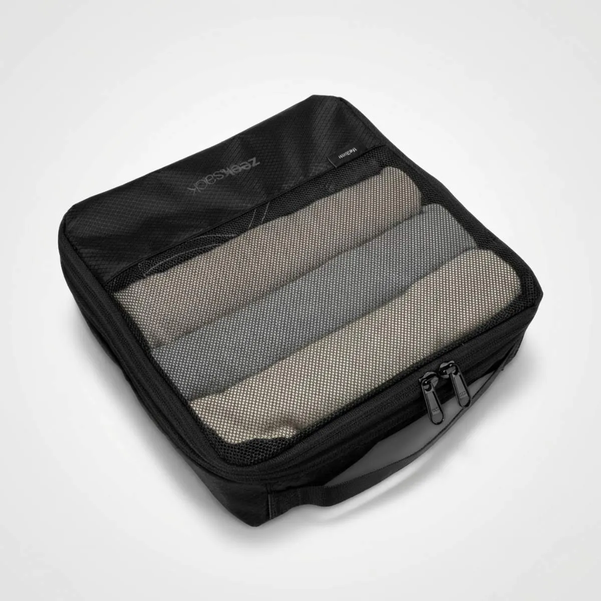 Zeeksack packing cubes set zwart 3 stuks uitbreidbaar