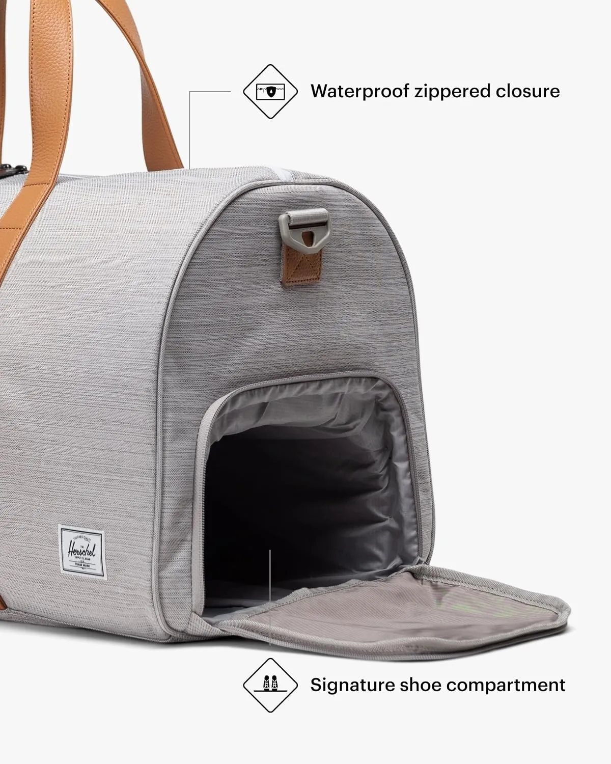 Herschel Novel Duffle reistas Light Grey Crosshatch weekendtas