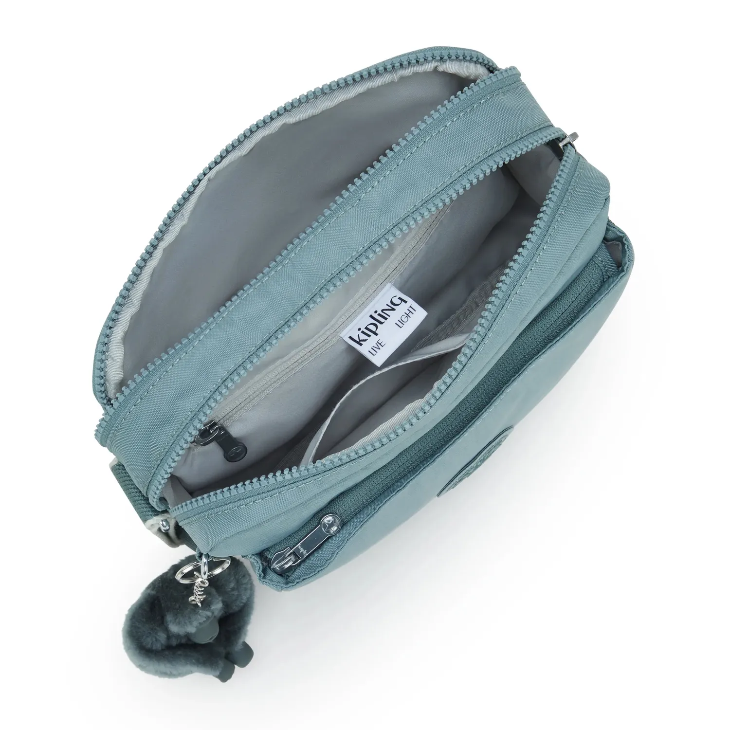Kipling Abanu M crossbody tas Relaxed Grey Medium dubbel vak