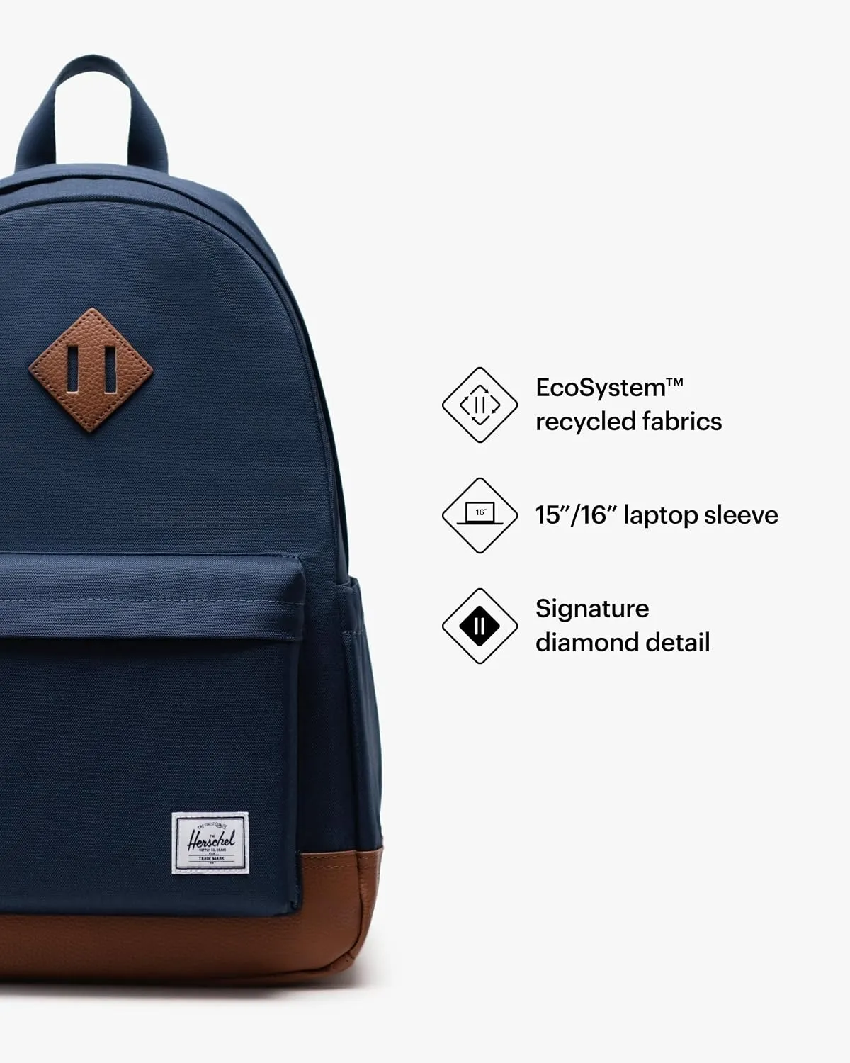 Herschel Supply Heritage Backpack rugzak navy tan canvas