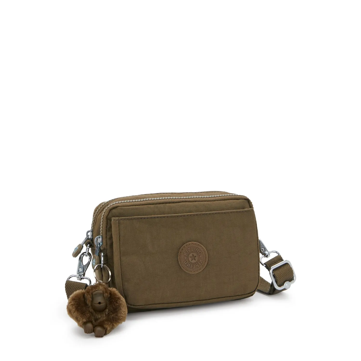 Kipling Abanu Multi schoudertasje Klein Smooth Khaki vakindeling