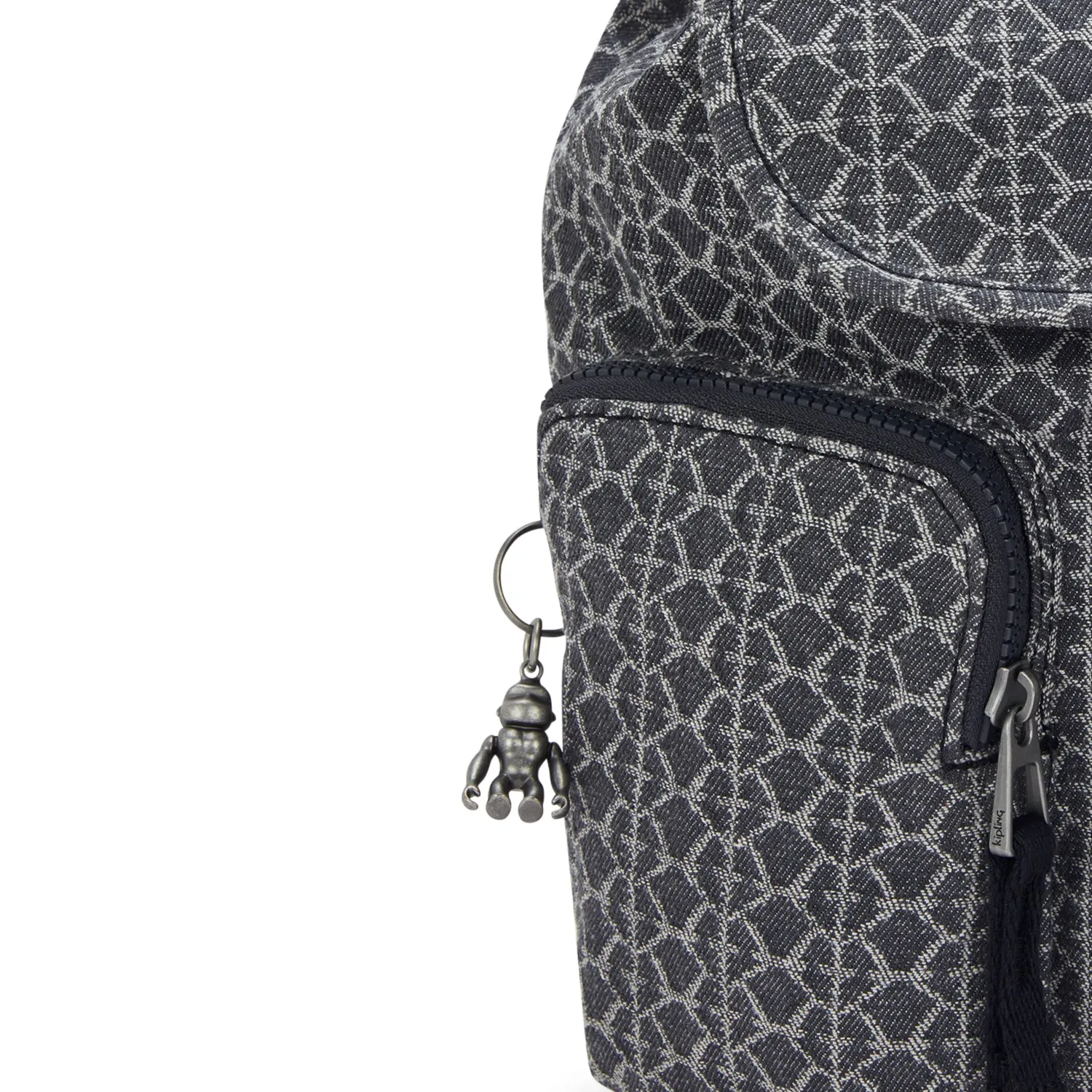 Kipling Anto S rugzak Grey Denim Jacquard klein