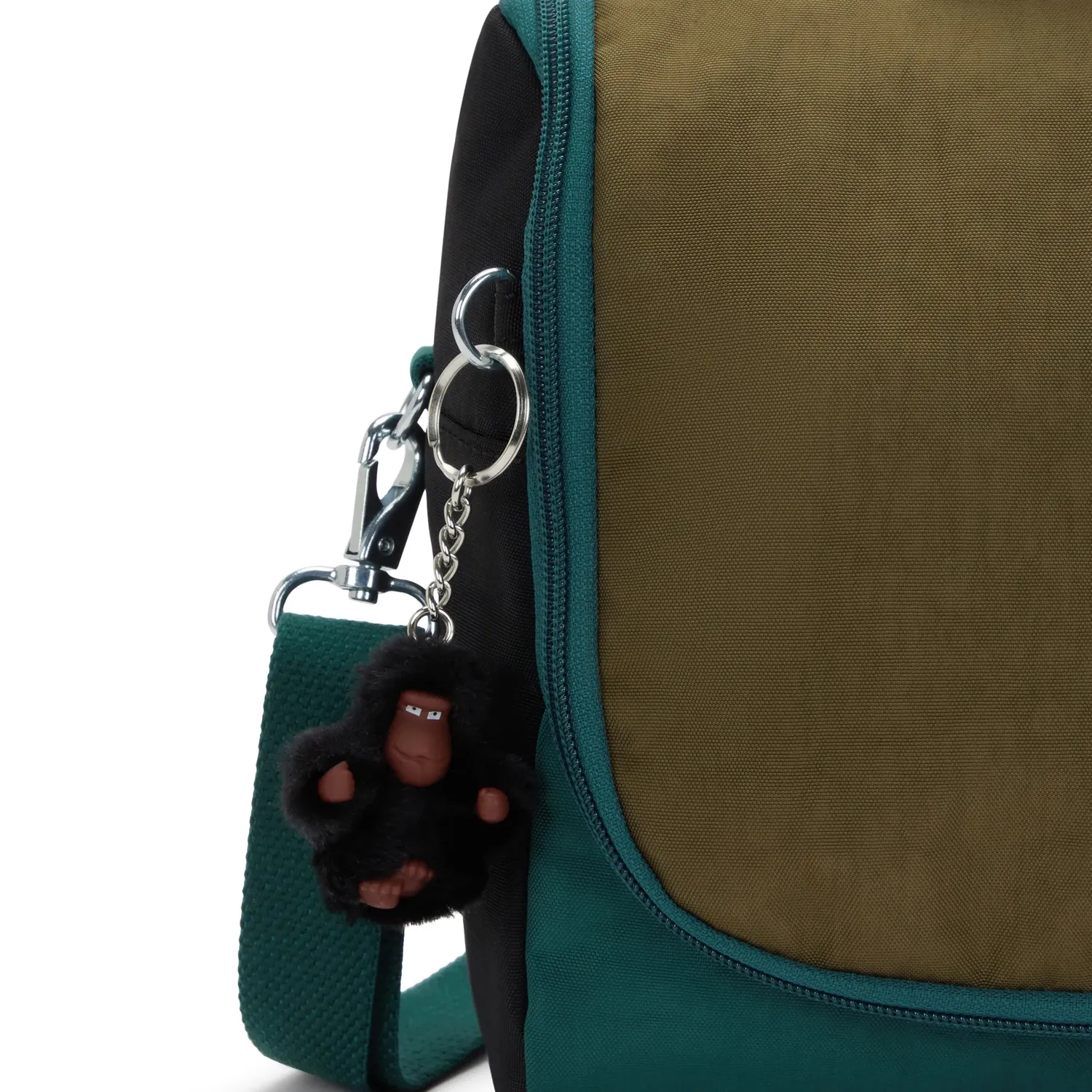 Kipling New Kichirou lunchtas Black Khaki Block groot