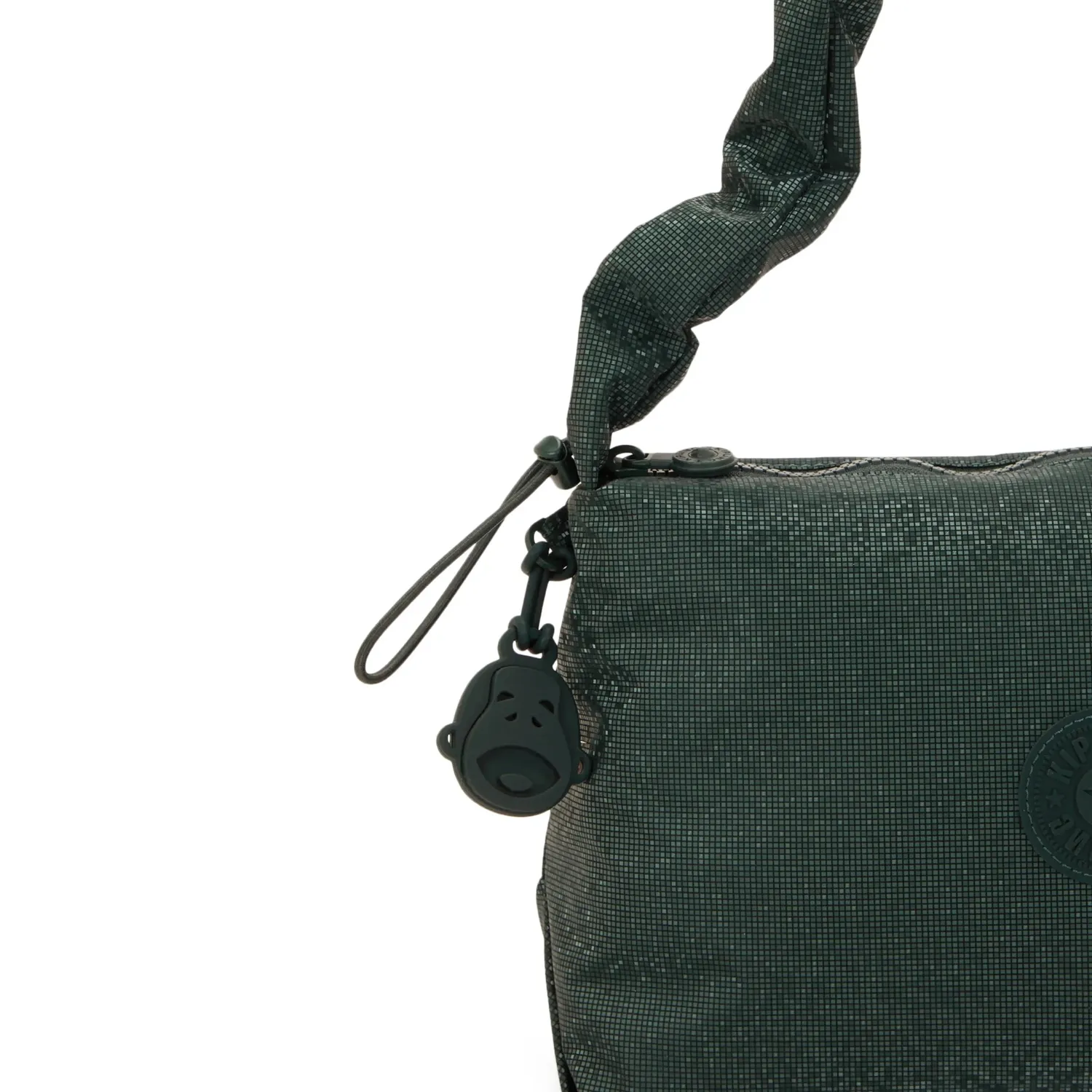 Kipling Eleni M schoudertas Shiny Pixel Green glans