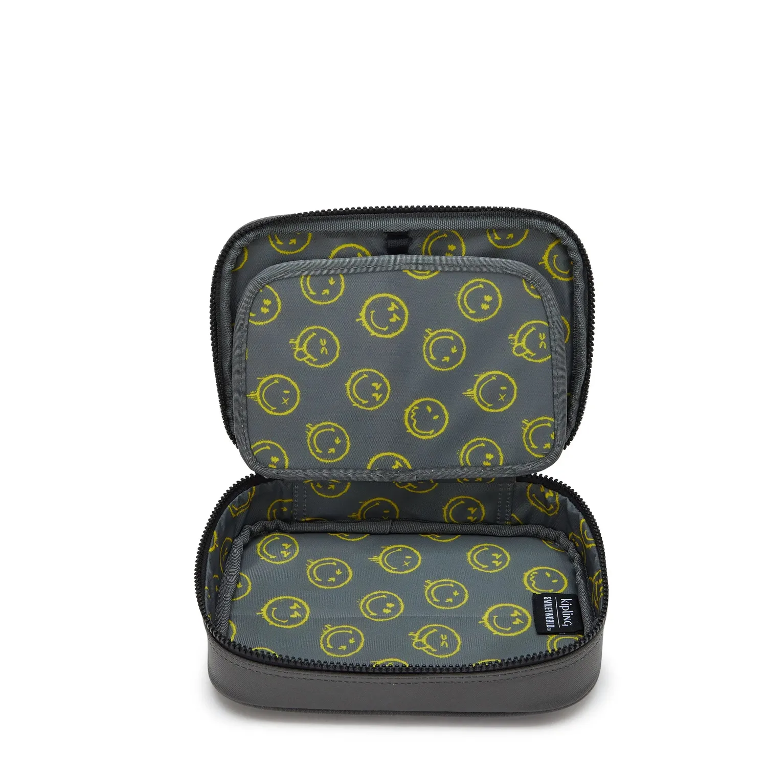 Kipling 100 Pens etui Groot Happy Face Grey smileyprint