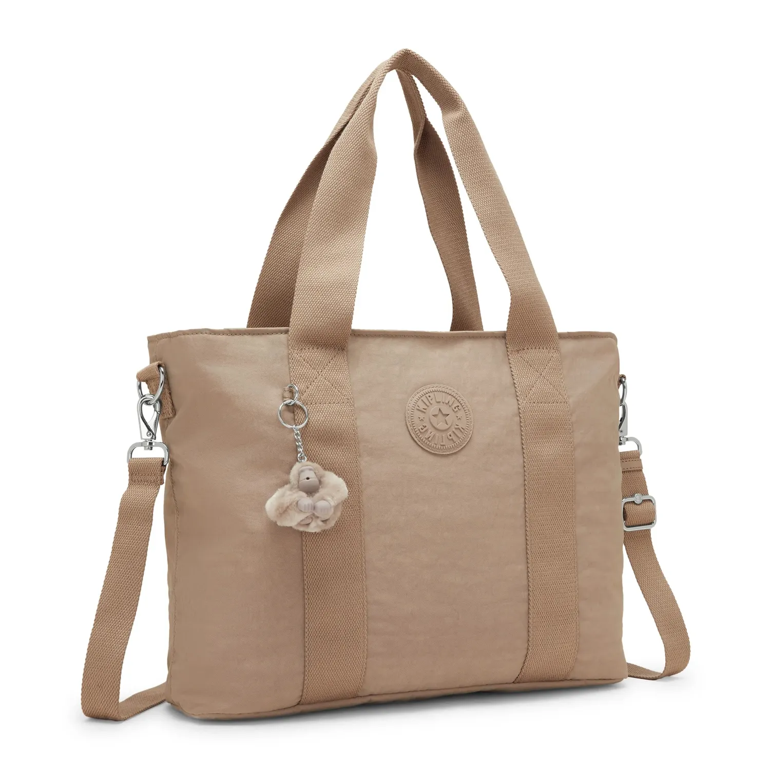 Kipling Minta L Up shopper tan beige groot met rits