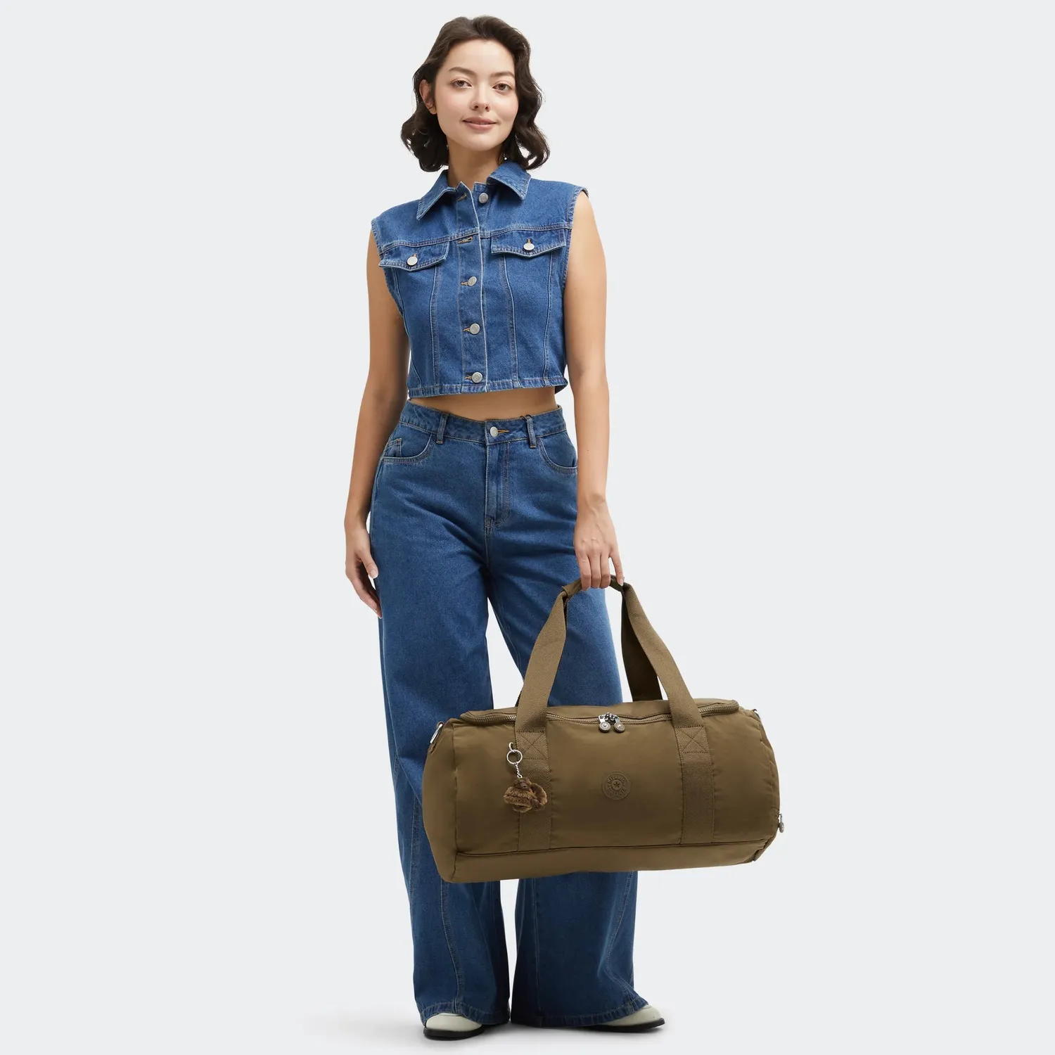 Kipling Argus S Duffeltas Smooth Khaki Klein met schoenvak