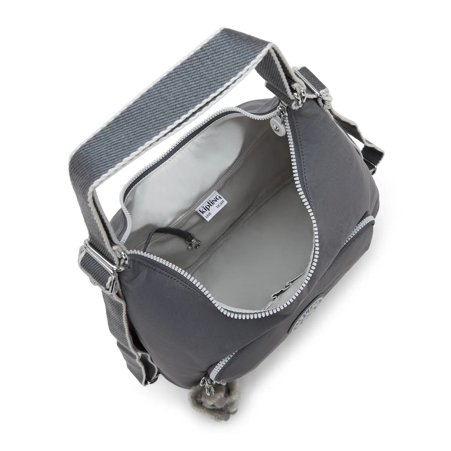Kipling Yenna schoudertas Moonlit Grey Medium 3-vaks