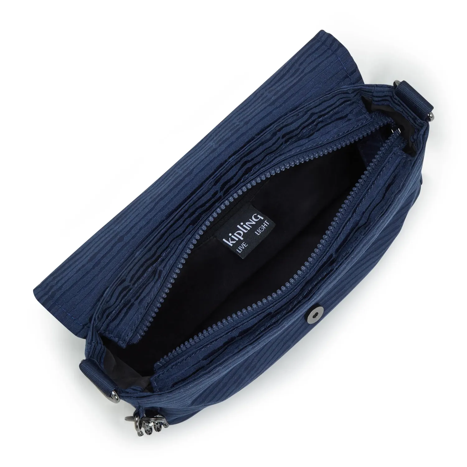 Kipling Aras Up schoudertas Night Ocean Jacquard klein kettingriem