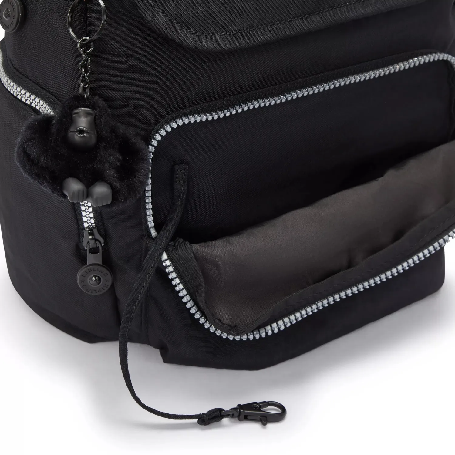 Kipling City Zip S rugzak klein Glorious Silver met sleutelkoord