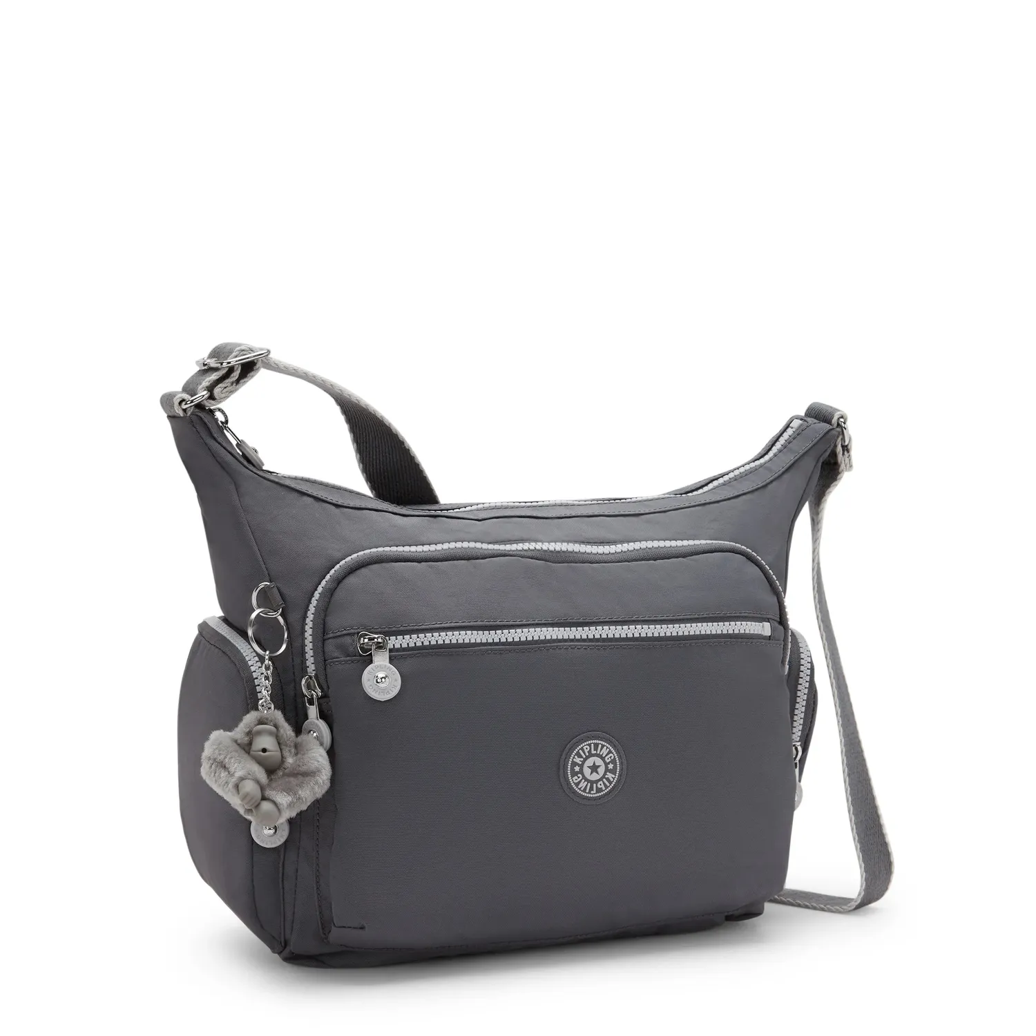 Kipling Gabbie crossbody tas Moonlit Grey Groot met ritsvakken