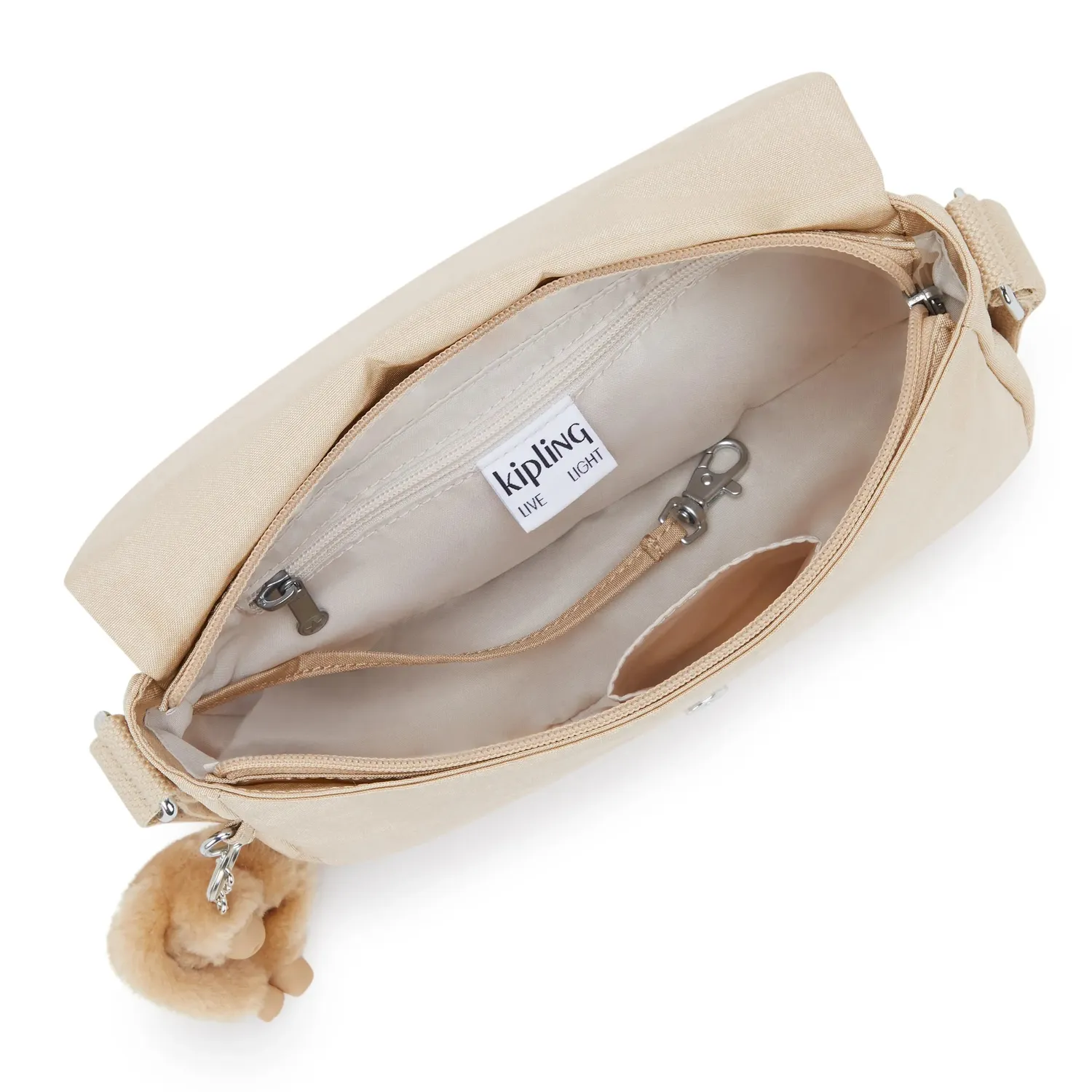 Kipling Earthbeat S handtas Klein sparkled beige crossbody