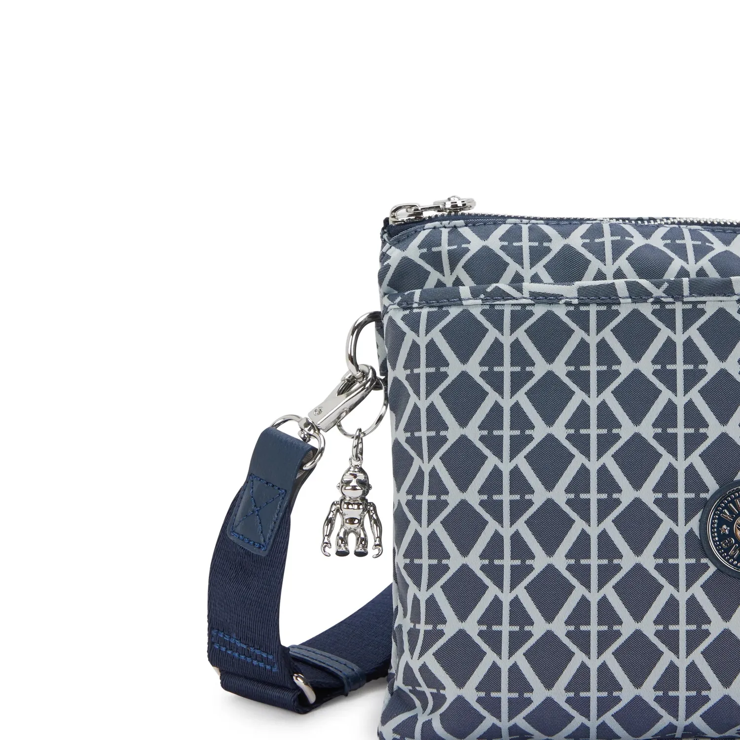 Kipling Riri L crossbodytas Navy Sign Jacquard medium verstelbaar