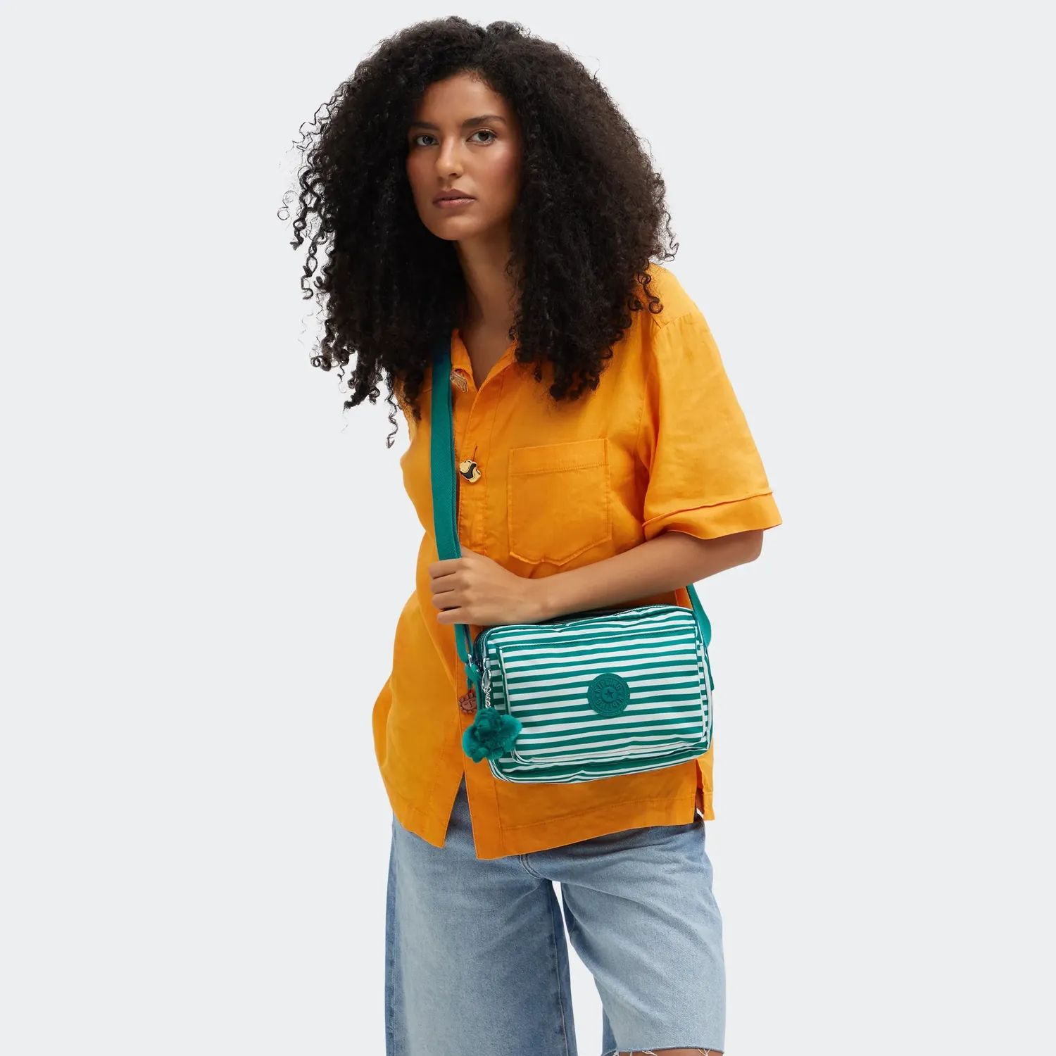 Kipling Abanu M crossbody tas Parasol Stripes Medium streepprint