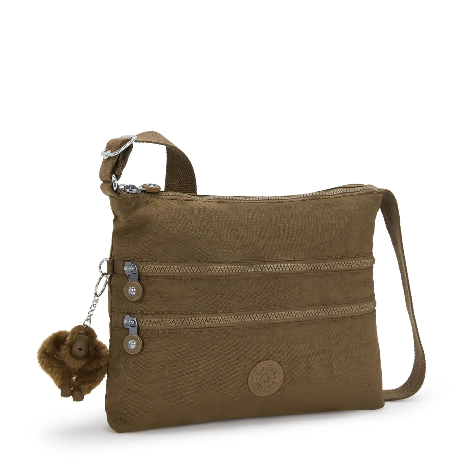 Kipling Alvar Medium schoudertas Smooth Khaki waterafstotend