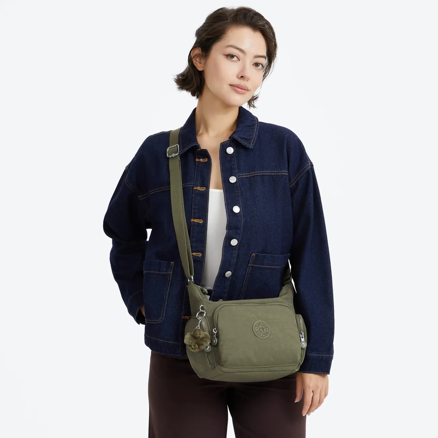 Kipling Gabb S crossbody tas Medium Almost Sage met binnenvakken