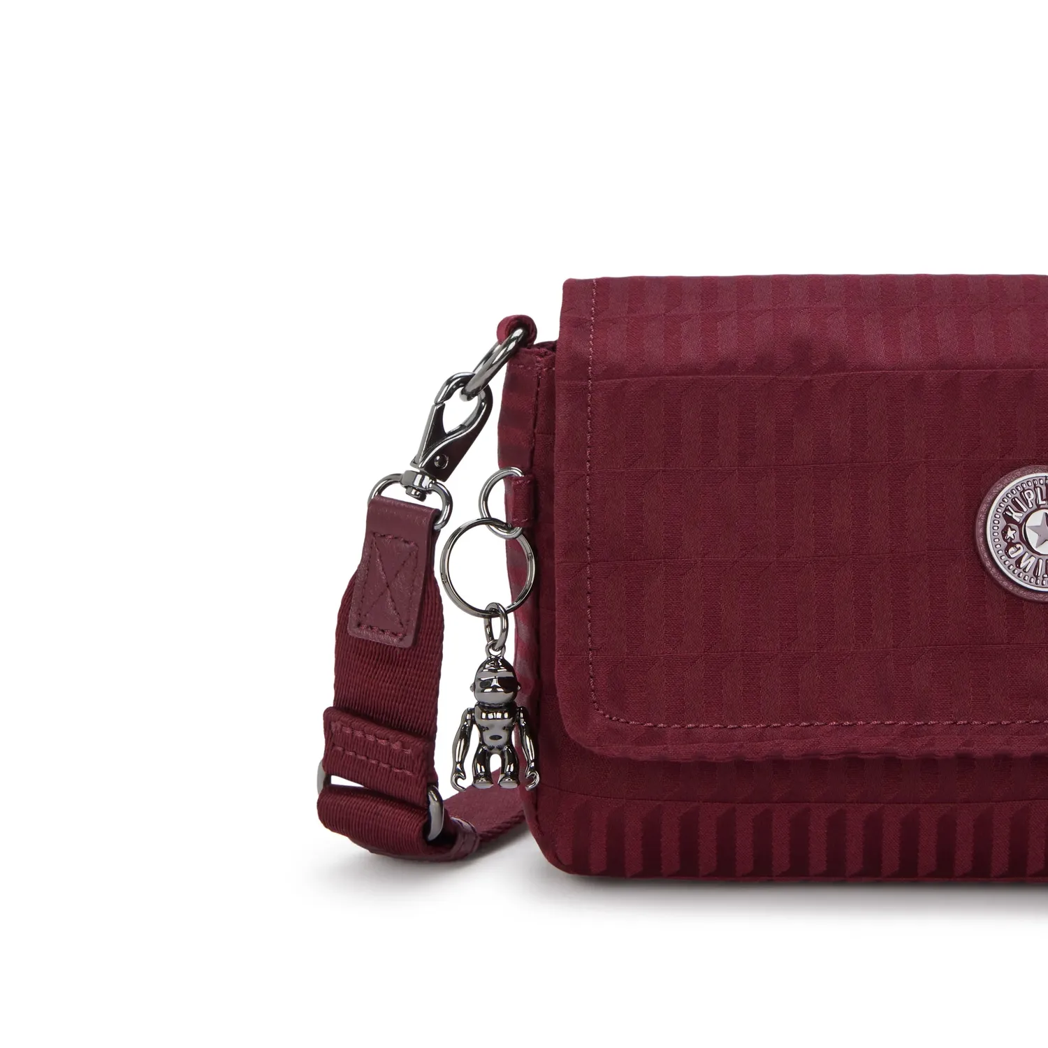 Kipling Aras Up schoudertas Klein Maroon Tile met ketting