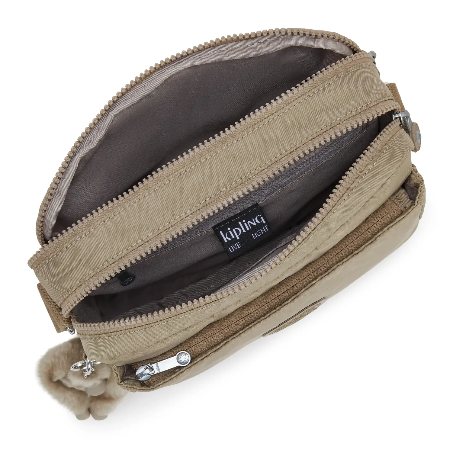 Kipling Abanu M crossbody tas Soft Taupe – 2 vakken