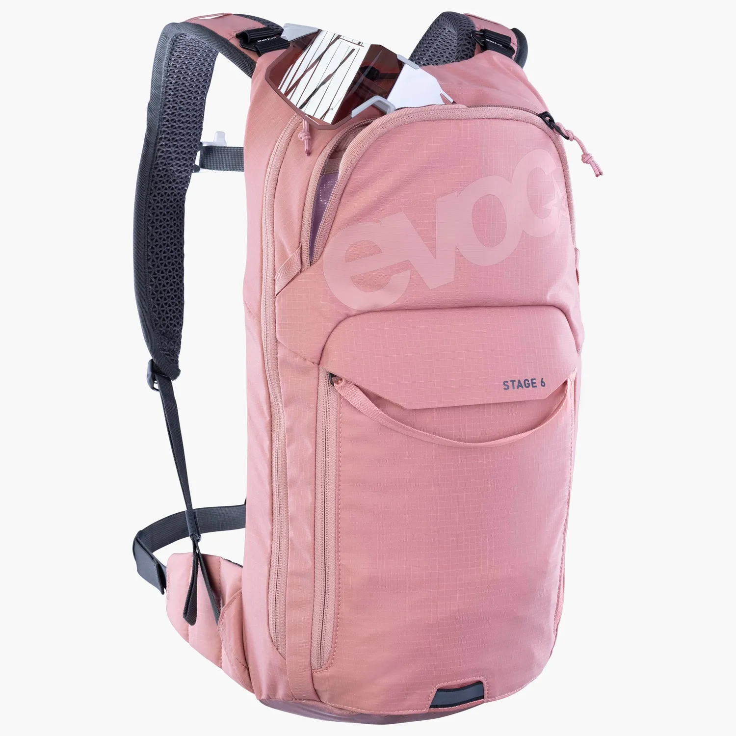Evoc Stage 6 rugzak dusty pink 6L met helmdrager