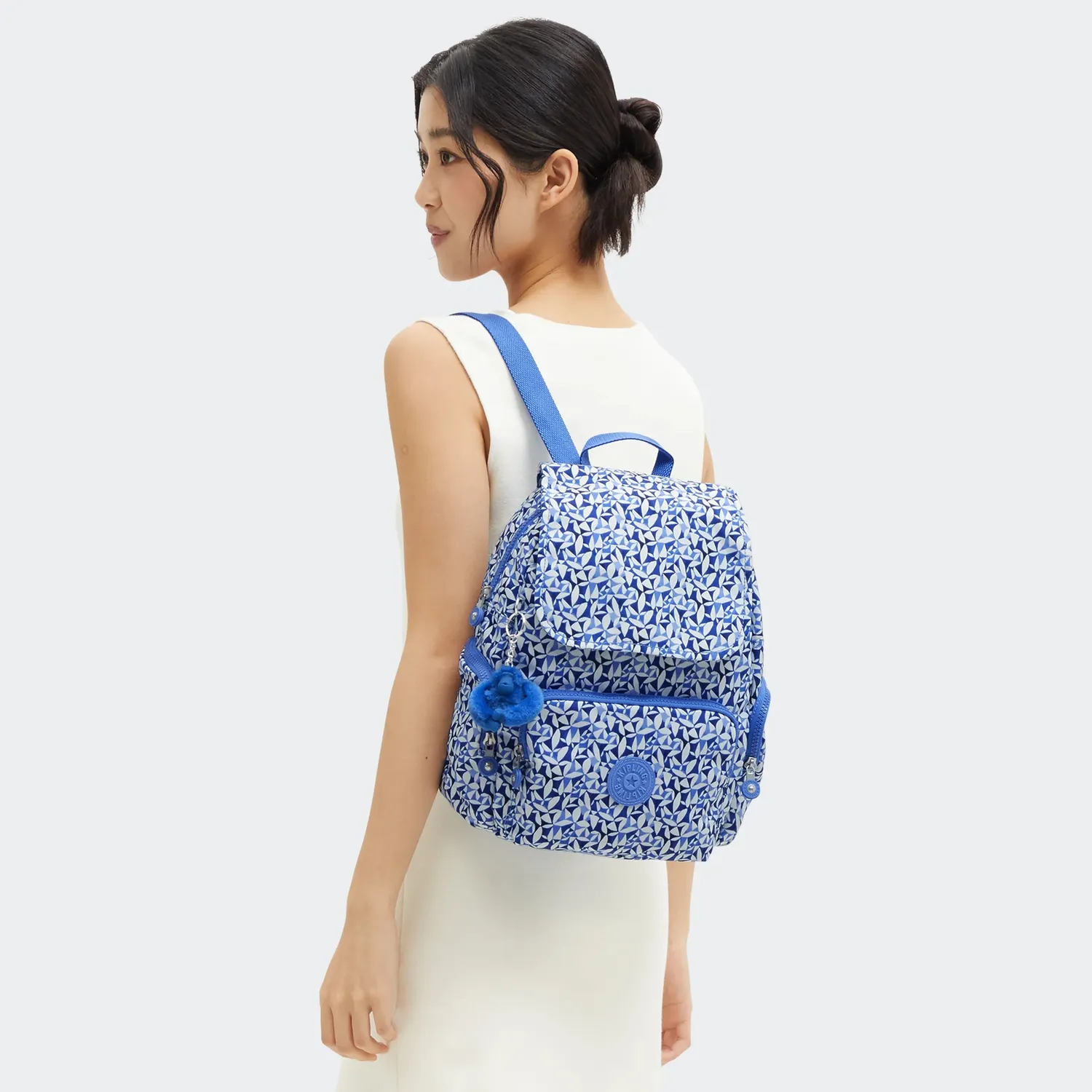 Kipling City Zip S rugzak Crazy Leaves klein met sleutelkoord