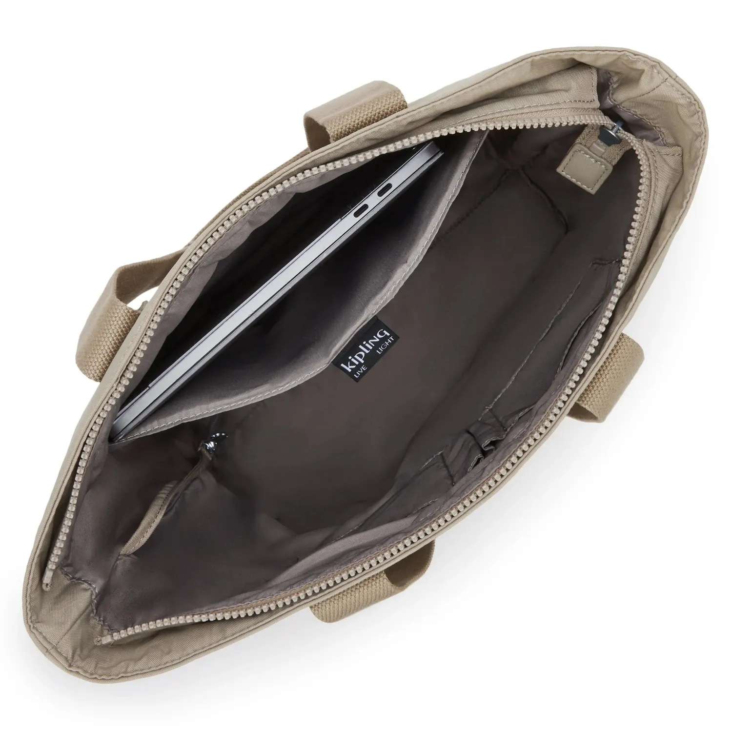 Kipling Hanifa shopper groot Soft Taupe 15 inch laptopvak