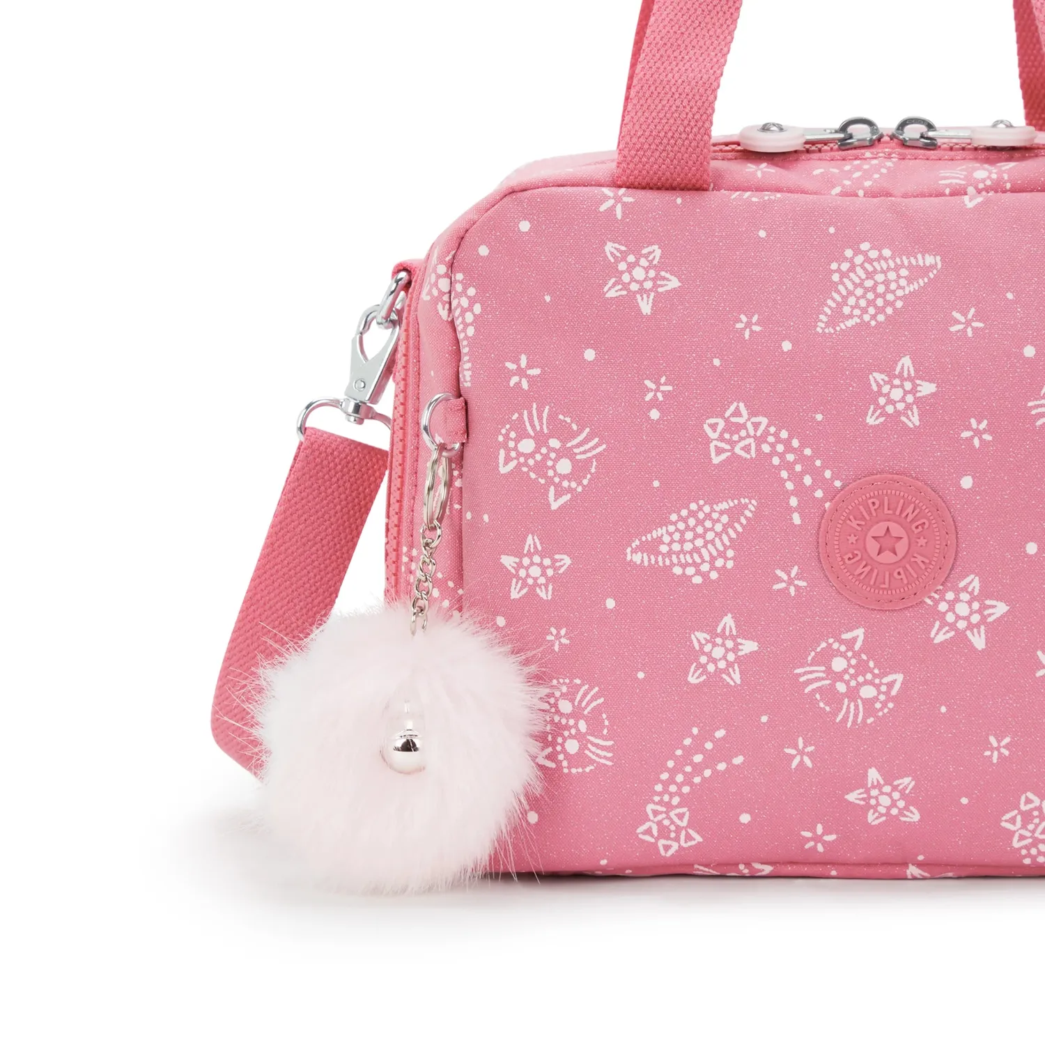Kipling Miyo lunchtas Groot Glitter Cats geïsoleerd