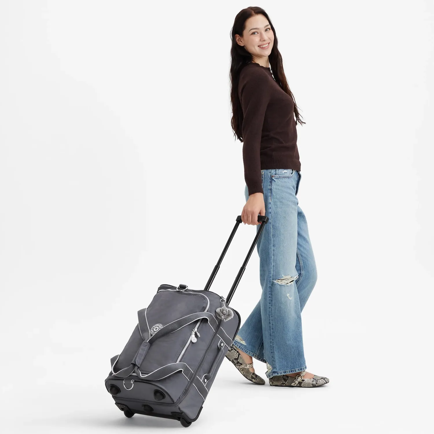 Kipling Teagan US kleine koffer moonlit grey 2 wielen