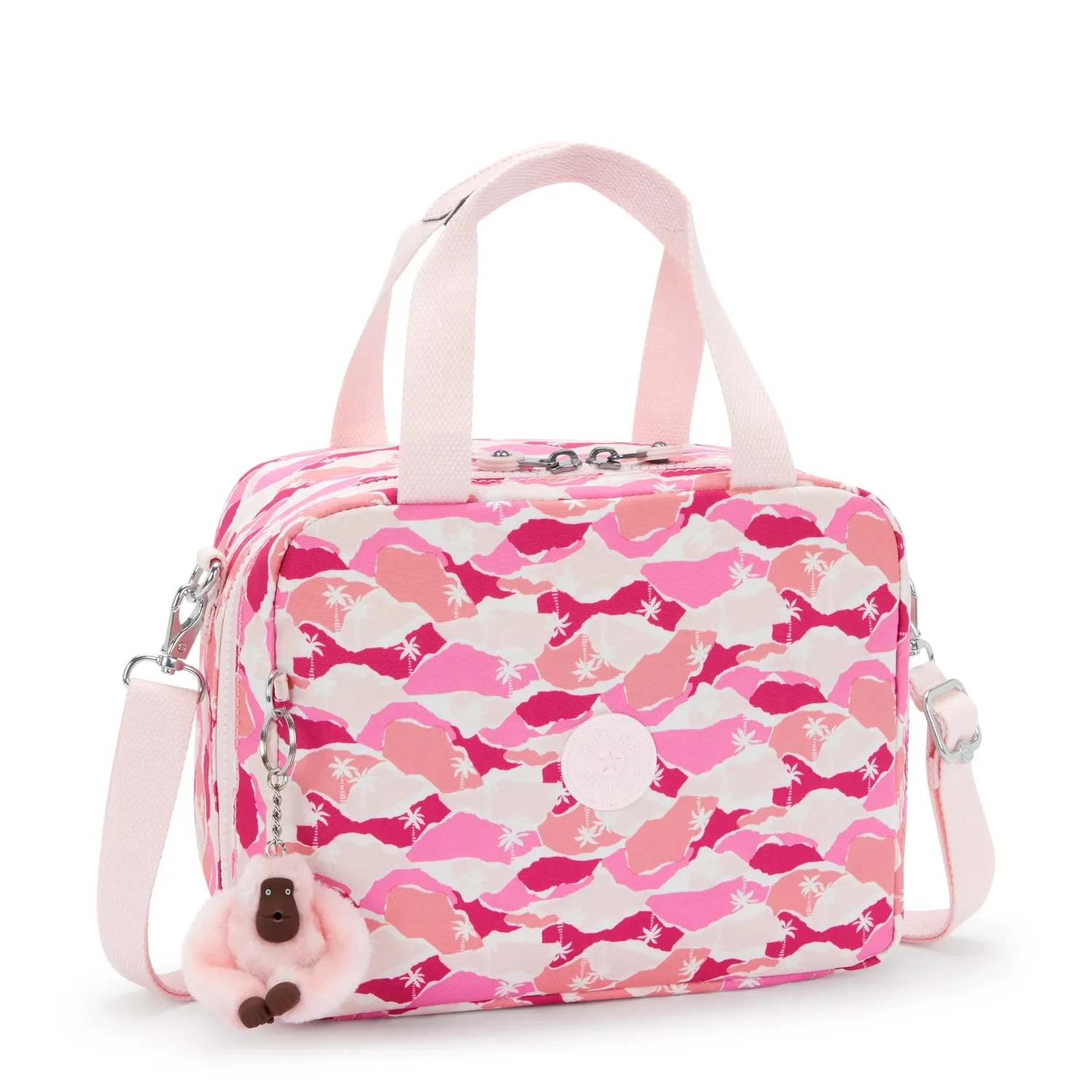 Kipling Miyo lunchtas Groot Pink Palm geïsoleerd