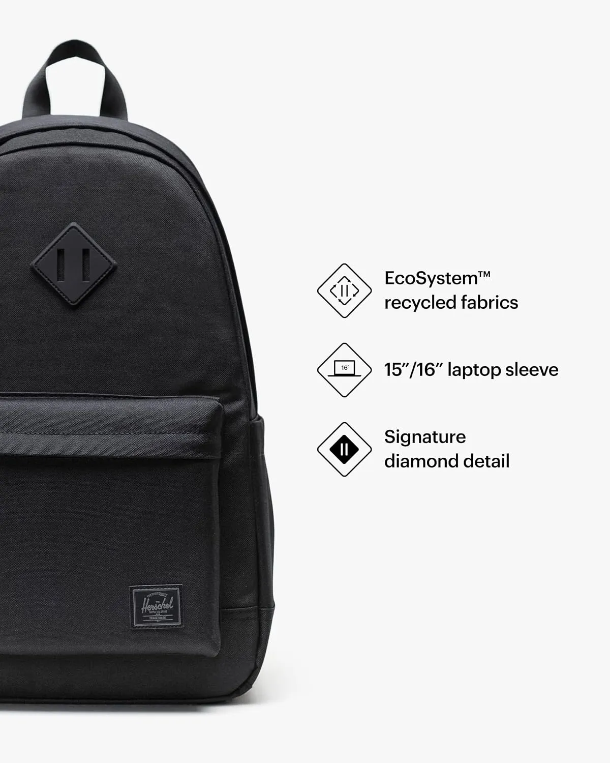 Herschel Heritage rugzak zwart Tonal canvas