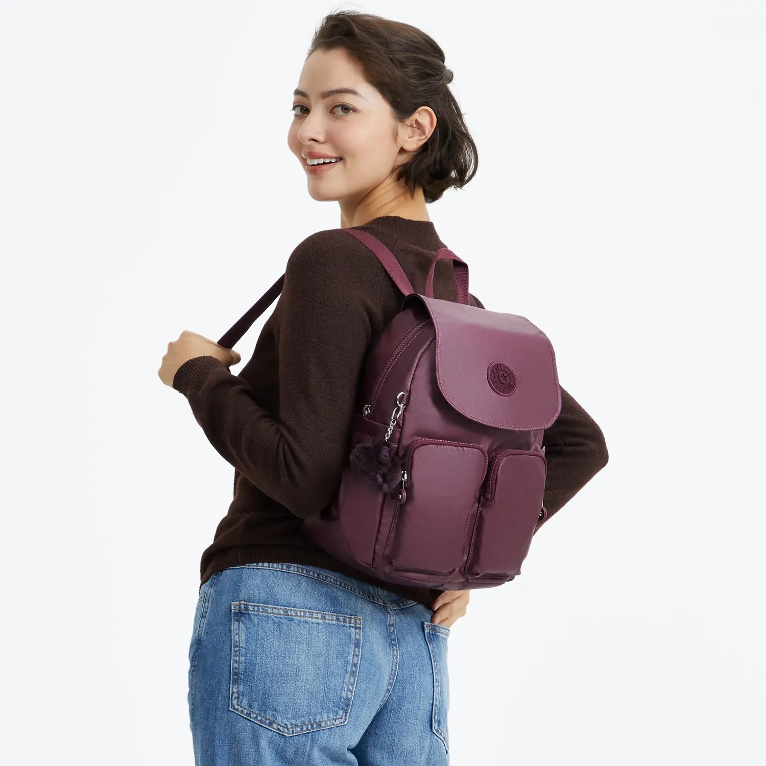 Kipling City Pocket S rugzak klein Grape Wine klep