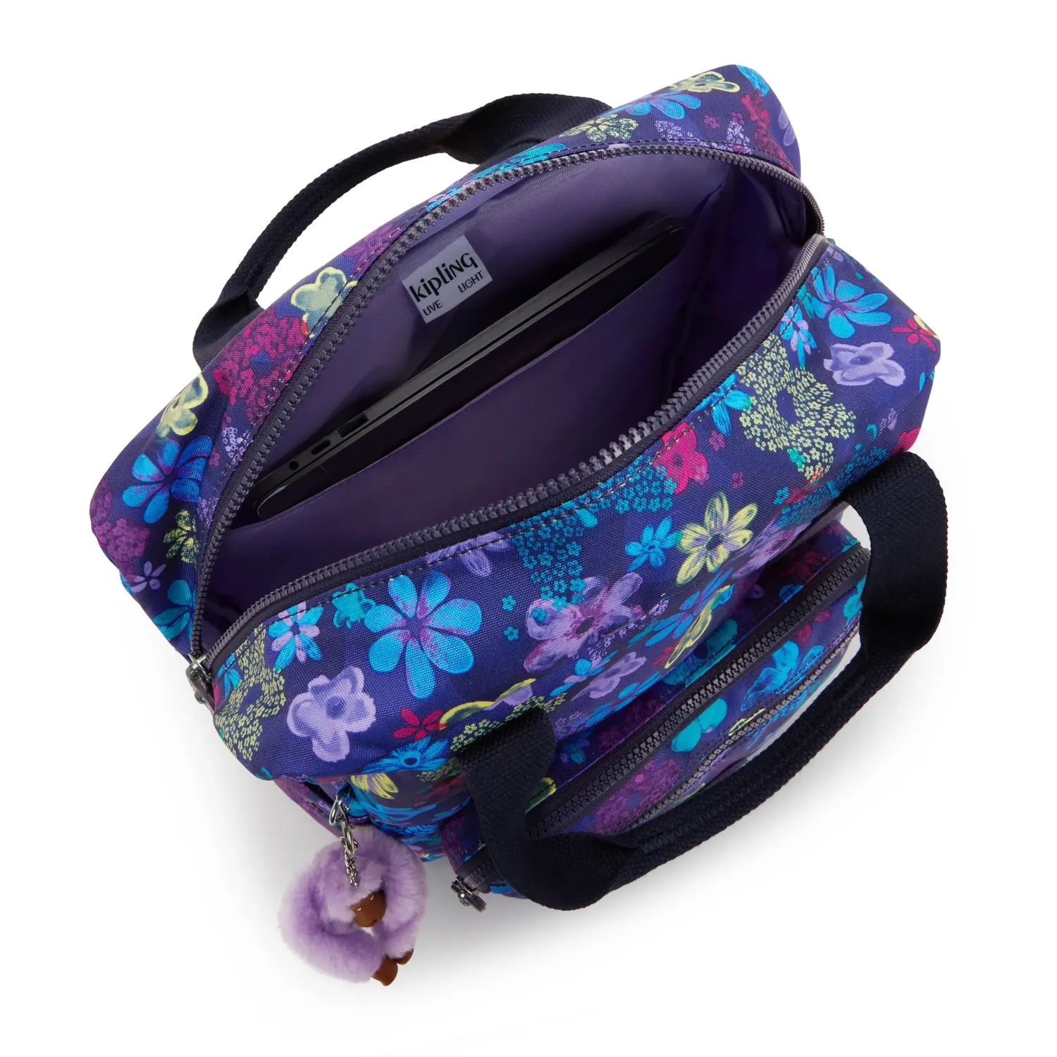 Kipling Buddy rugzak Dark Flower Stamp Medium laptopvak