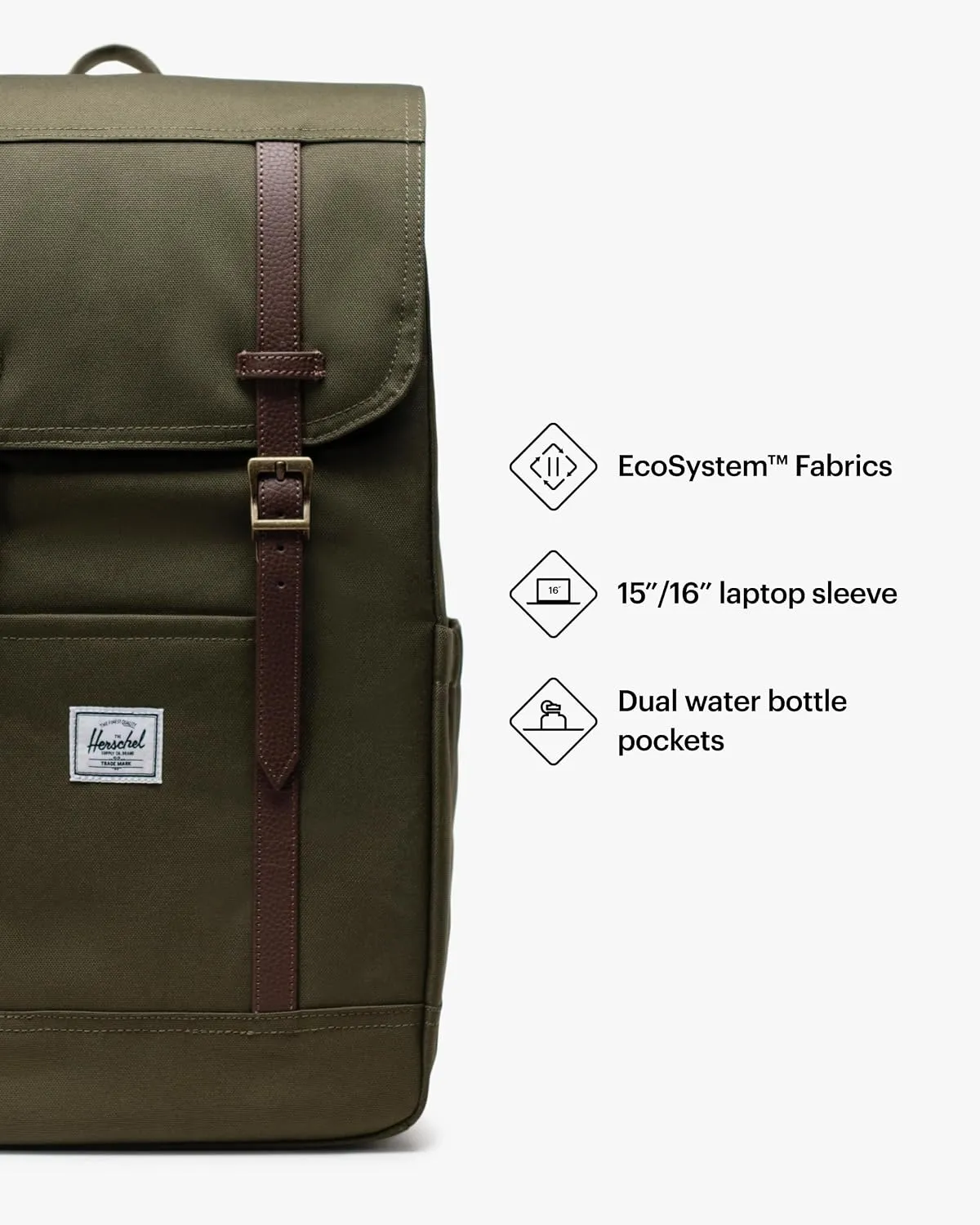 Herschel Retreat Standard 23L rugzak Ivy Green canvas