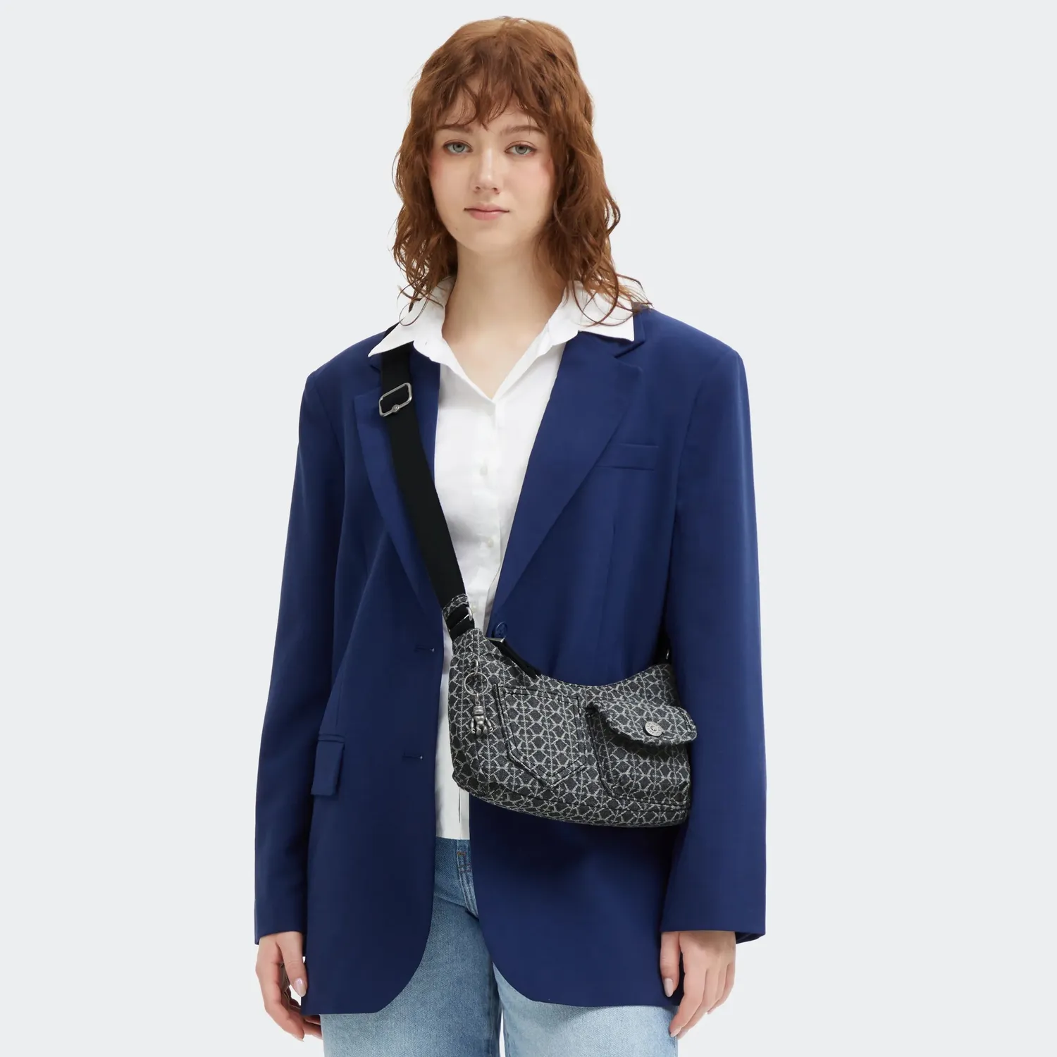 Kipling Kenda crossbodytas Grey Denim klein jacquard
