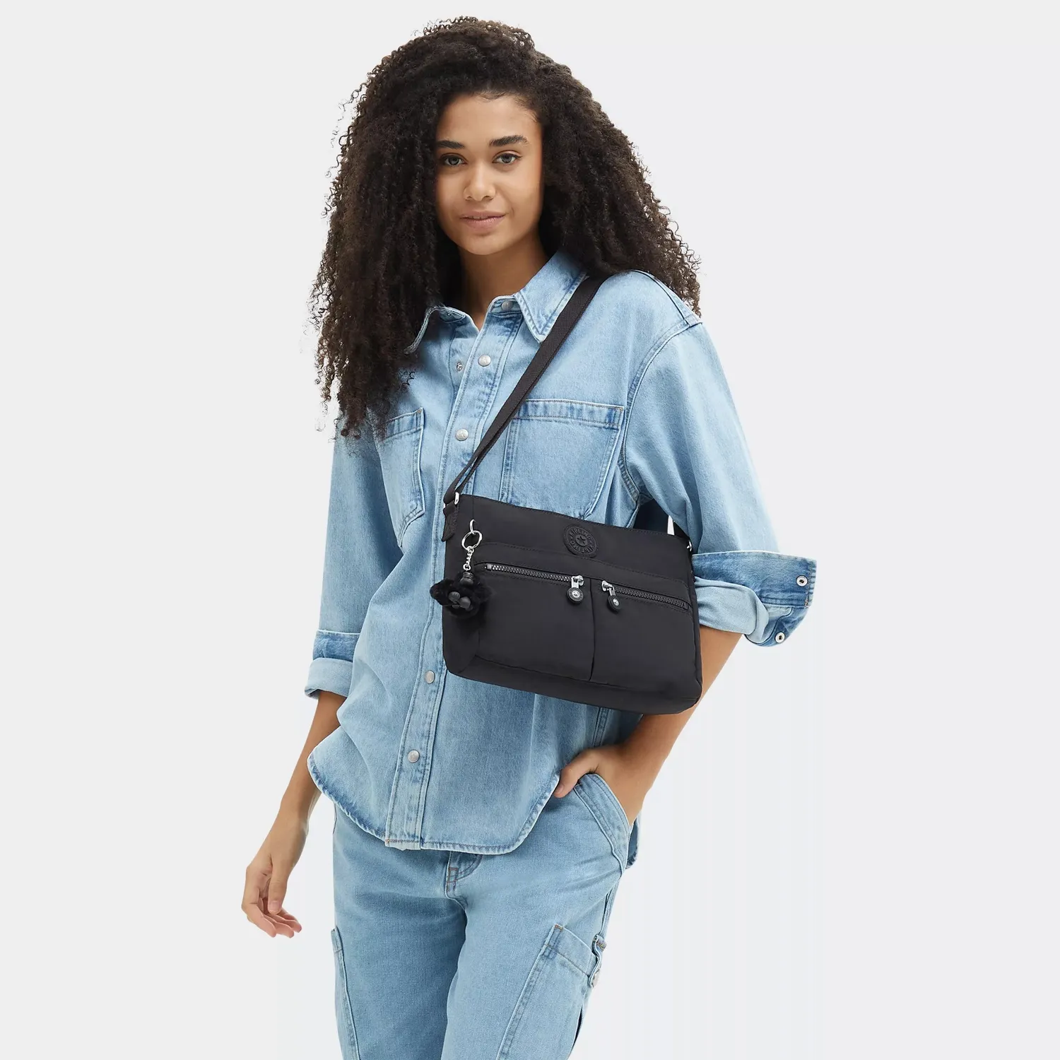 Kipling New Angie schoudertas Black Noir klein waterafstotend
